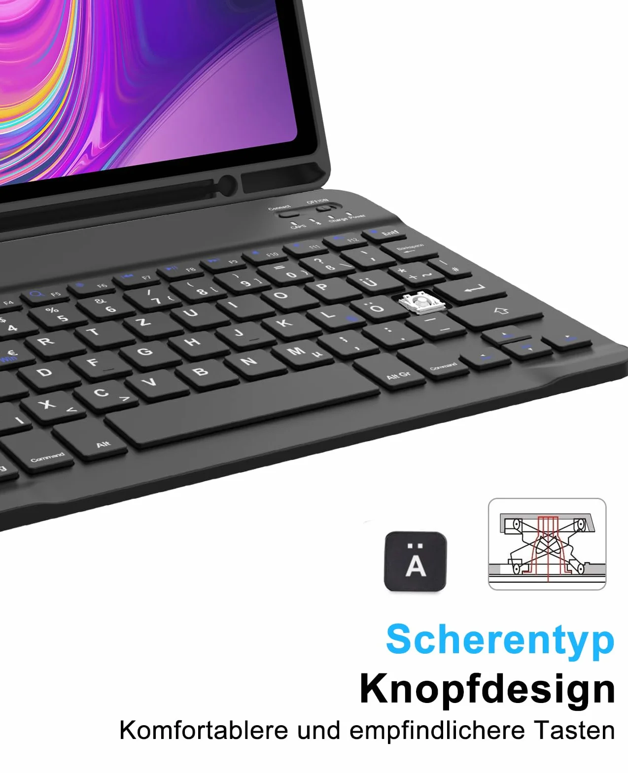 SENGBIRCH Etui na klawiaturę do Samsung Galaxy Tab A9 Plus 11" 2023 - QWERTZ niemiecka klawiatura zdejmowana Bluetooth bezprzewodowa klawiatura do Galaxy Tab A9+ 11'' 2023 (SM-X210/X216/X218), czarne