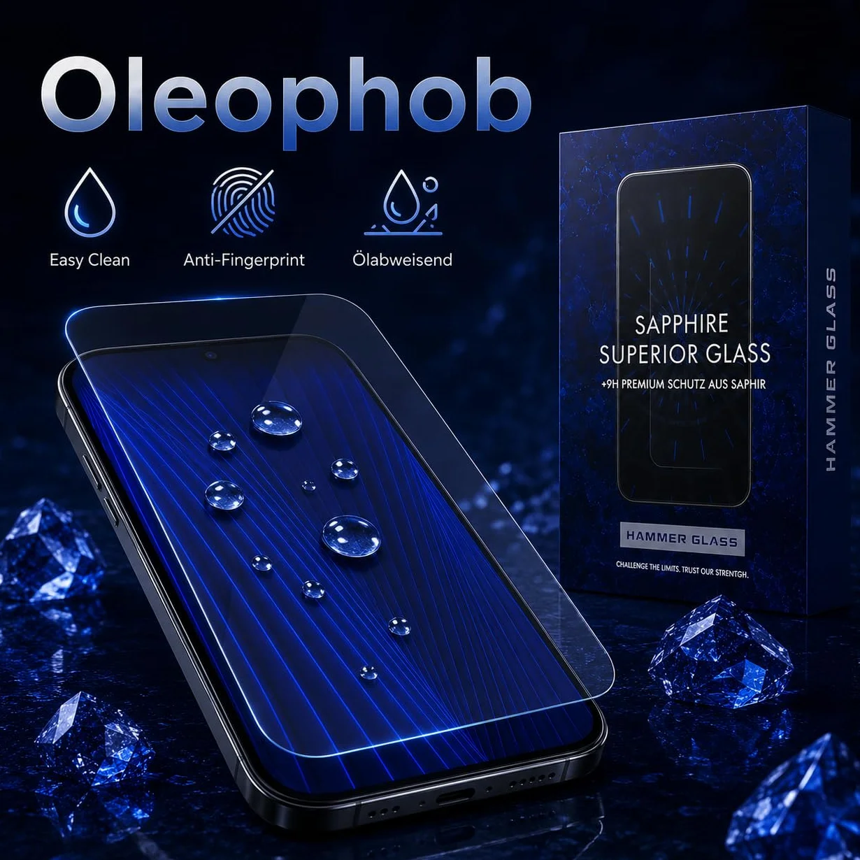 Hammer Glass 100% szafirowe szkło młotkowe do iPhone 17 Air Panzer szkło ochronne, ponad 9H twardość 9H + szkło ochronne na wyświetlacz z szafiru 6,55", łatwe narzędzie do montażu, ultra przezroczyste