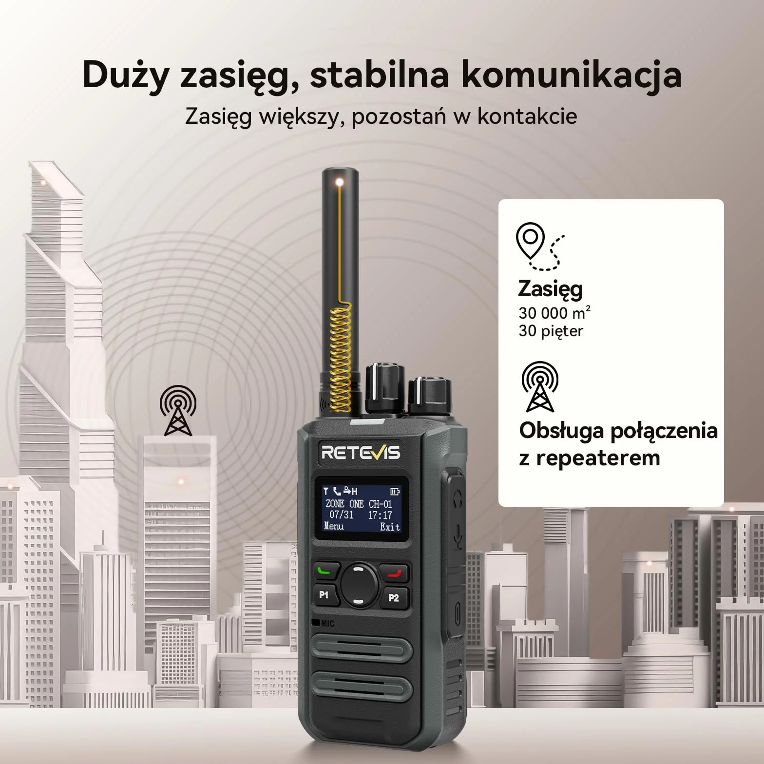 Retevis MateTalk P3 Cyfrowe Krótkofalówki z Szybkim Ładowaniem, Połączenia Grupowe Dalekiego Zasięgu, Ekran LCD, Miniaturowe Radiotelefony do Handlu Detalicznego (2 sztuki)
