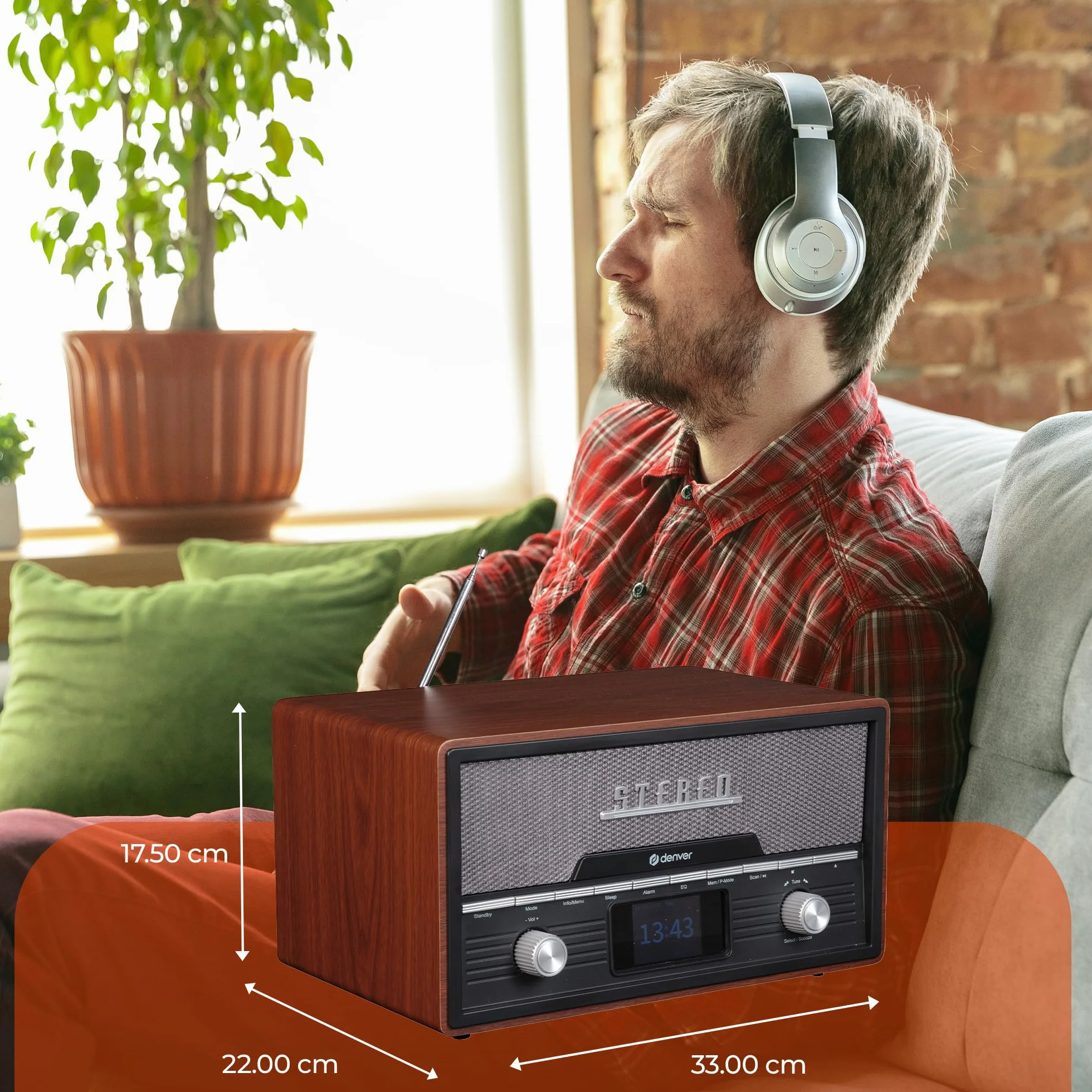 DENVER MDA-525DW - Audiosystem - 2 x 50 Watt - dunkles Holz (111161100150)