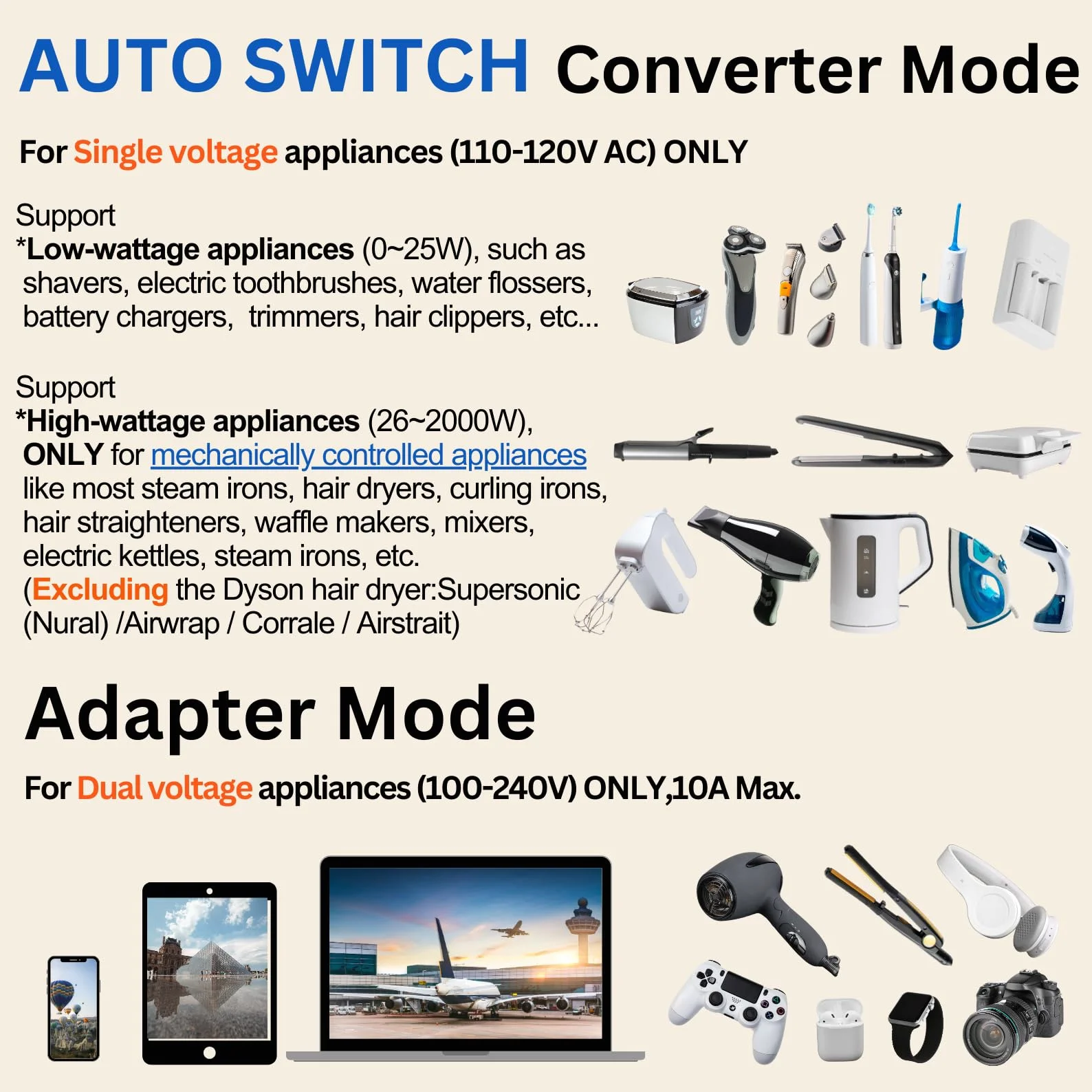 Konwerter 220 V na 110 V, konwerter napięcia 2000 W, szeroki zakres 0-2000 W do urządzeń od trymera do suszarki, prostownicy lokówki. Adapter podróżny do laptopów, tabletów, telefonów