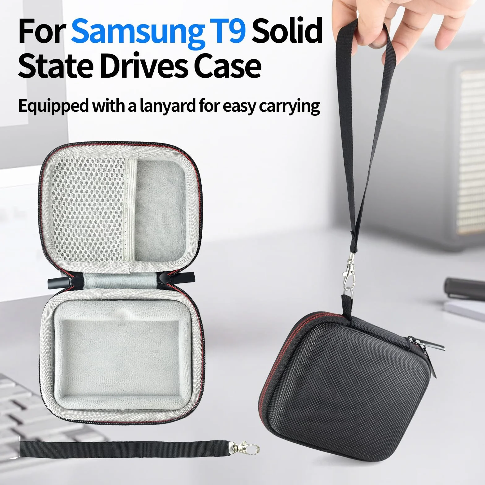 Samsung T9 etui na dysk twardy EVA wodoodporne pyłoszczelne czarne