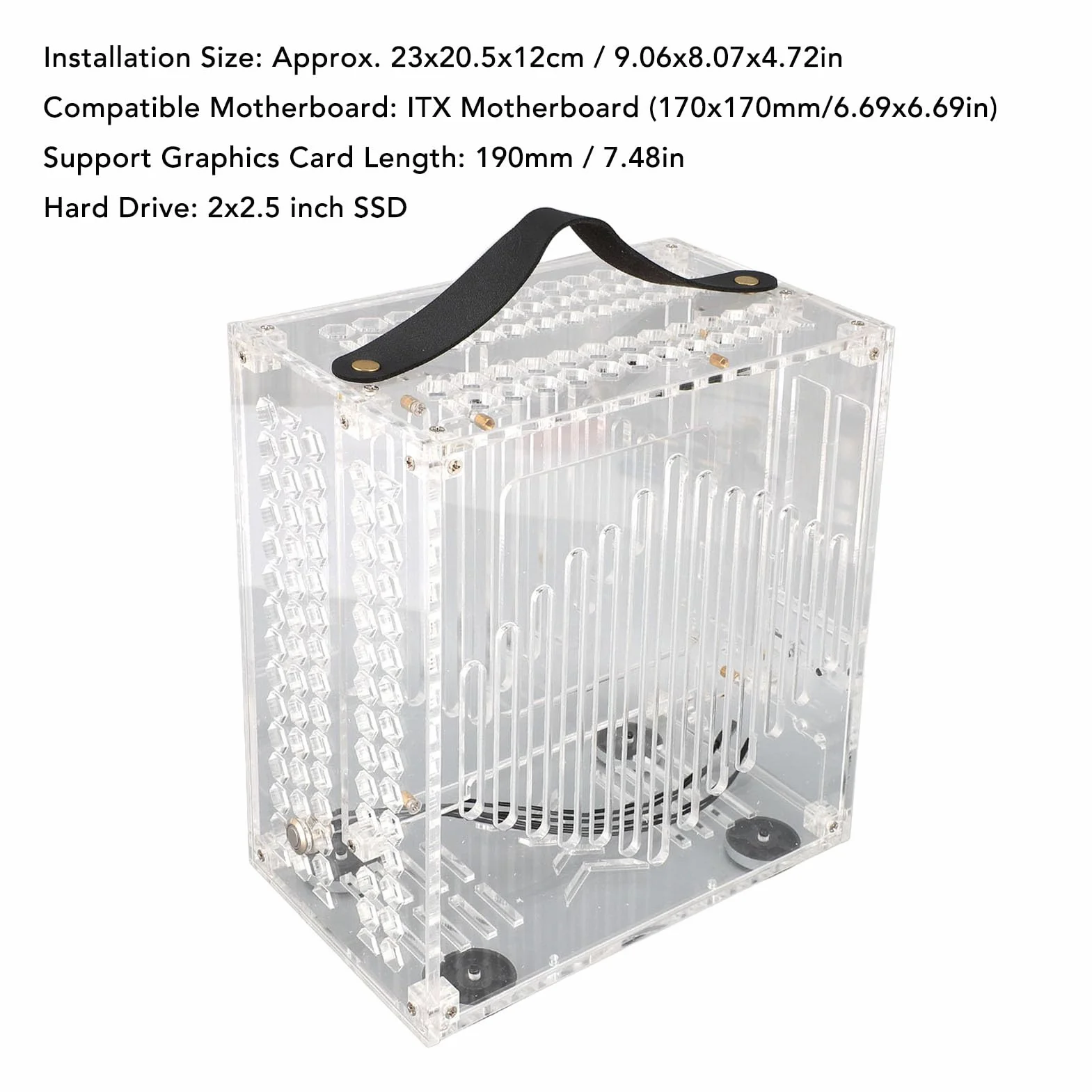 Alomejor Kompaktowa Obudowa Biurkowa Mini ITX z Przezroczystymi Panelami Akrylowymi do Biznesu i Gier 23x20,5x12cm (jasne)