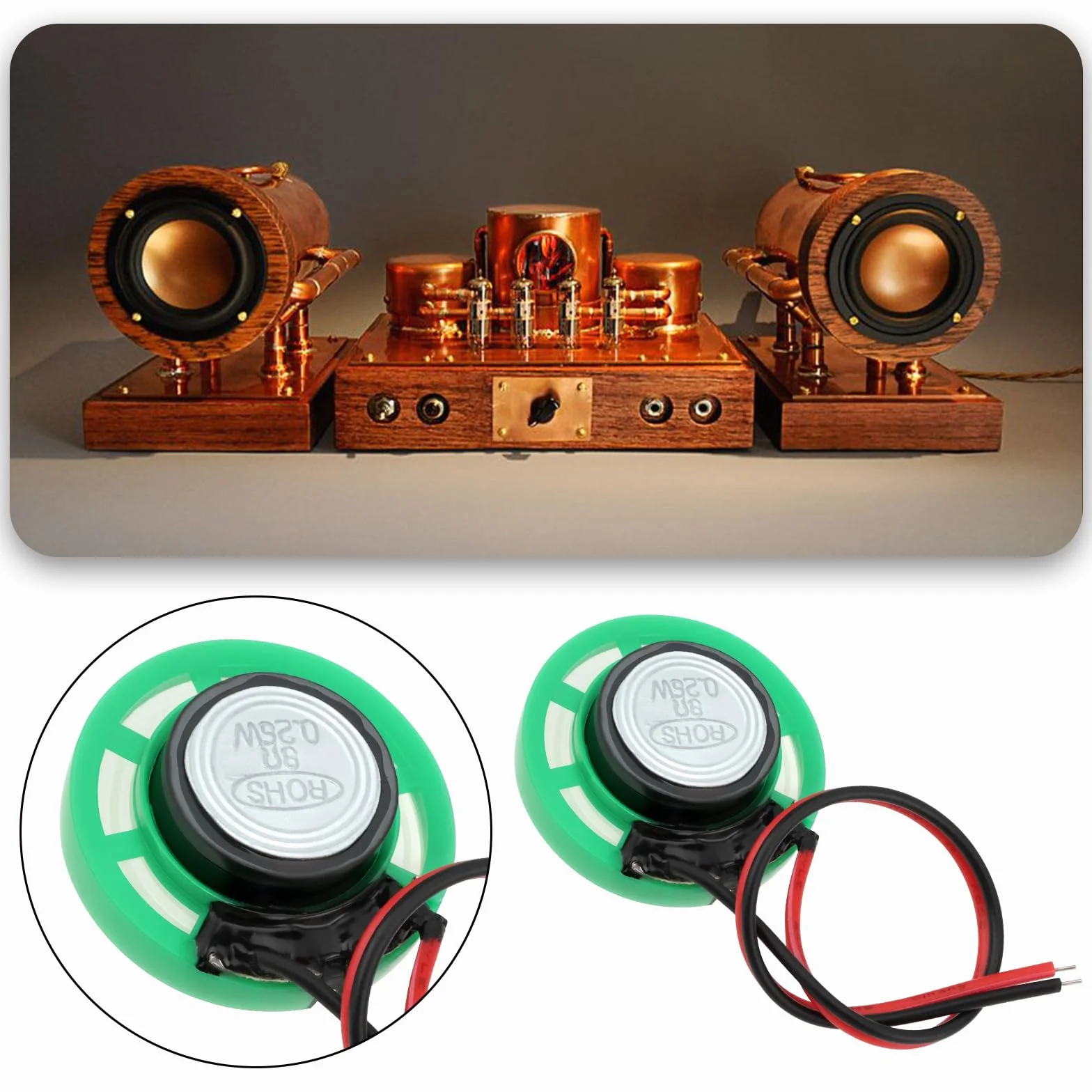 5 szt. Mini głośnik zabawka magnetyczny głośnik wewnętrzny zamiennik głośnika 8 omów 0,5 W do gier elektronicznych DIY 26 mm długość kabla 100 mm zielony