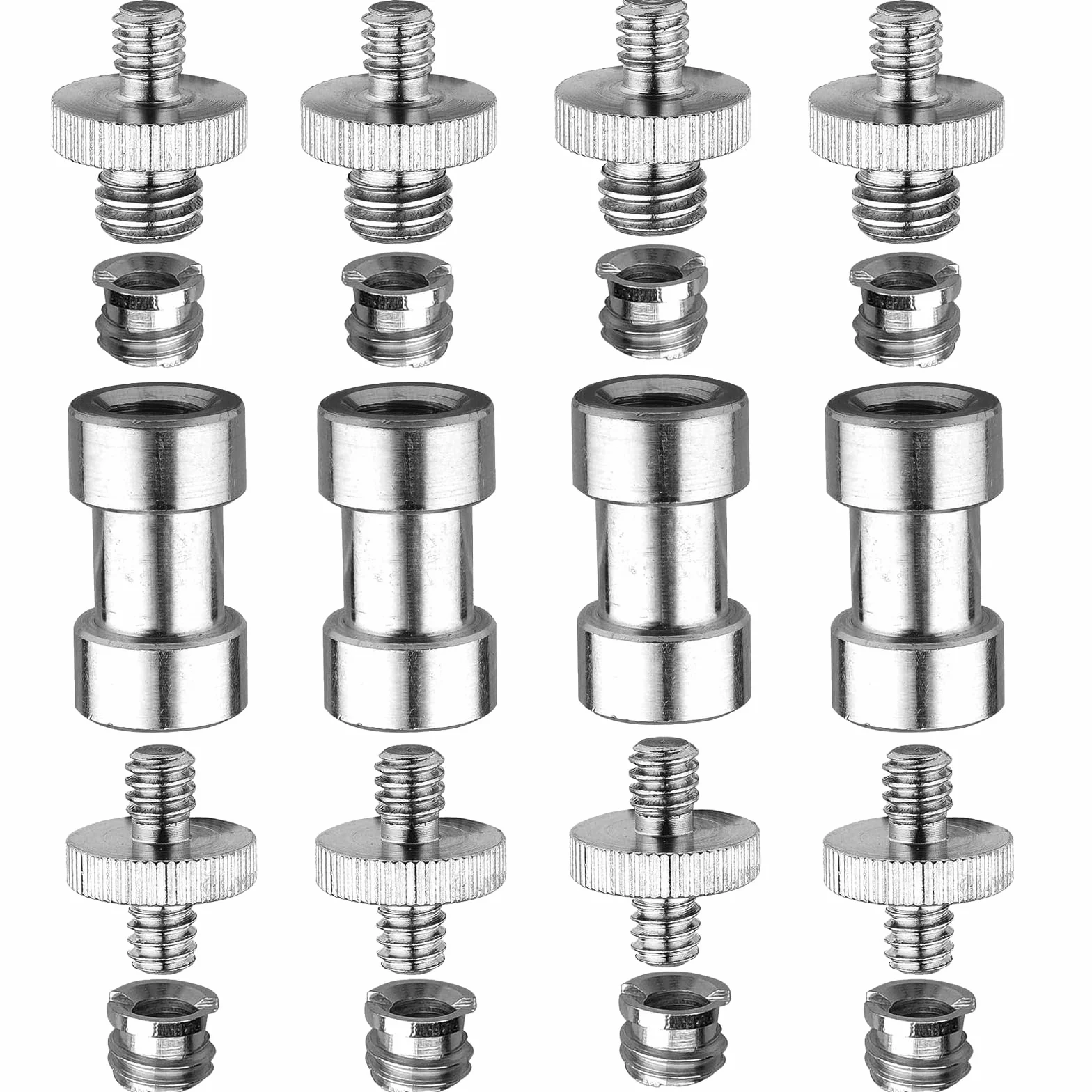 20 Sztuk Adapterów Gwintowanych Do Kamery 1/4 i 3/8 Cala, Śruba Statywu, Srebrny Metalowy Spigot Adapter Do Aparatu/Statywu/Monopad/Głowicy Kulowej/Światła
