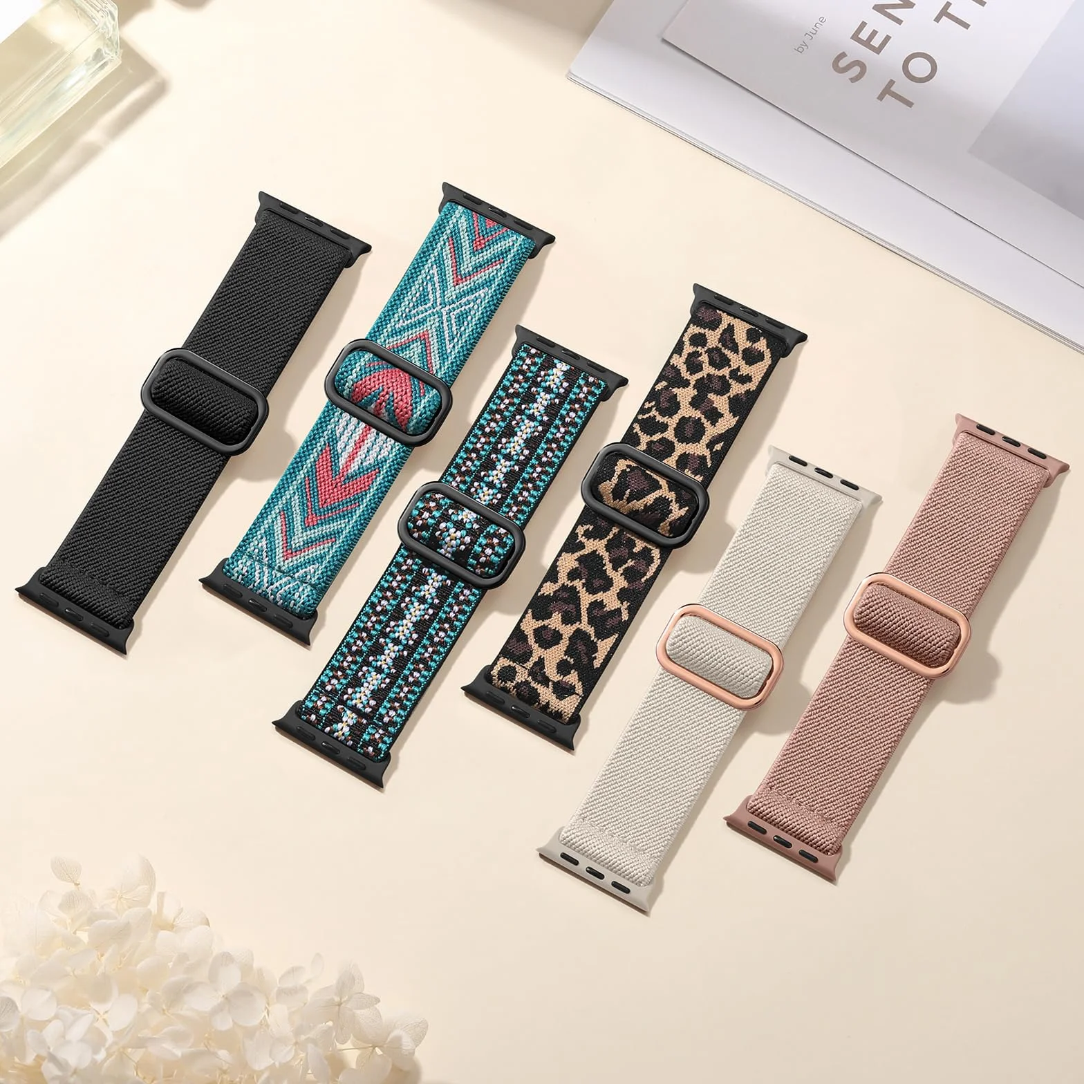 Elastyczny pasek nylonowy kompatybilny z Apple Watch 40-49 mm do iWatch Series 11-5