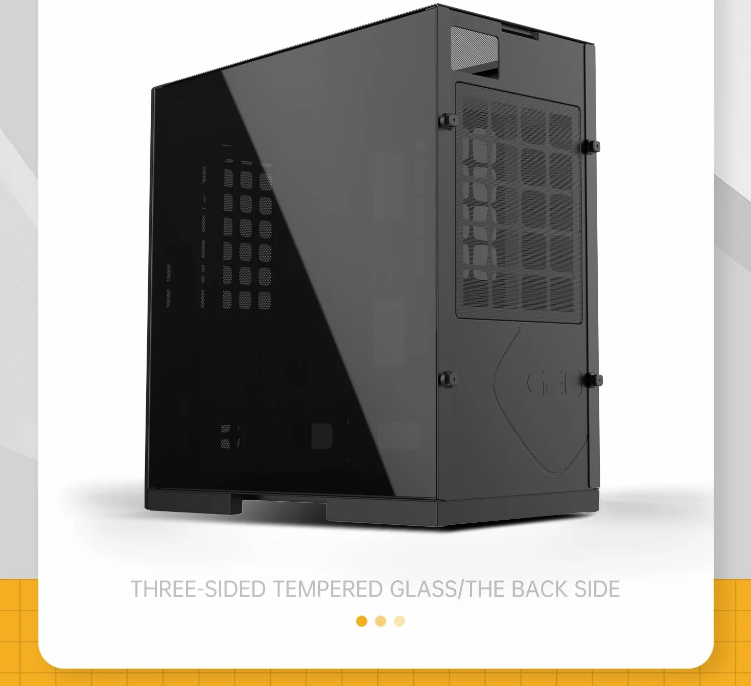 Geometric Future M6 Raphael Mid Tower, obudowa PC, pionowa konstrukcja kanału powietrznego, obsługa 12" x 11" E-ATX, 360, pionowy uchwyt GPU, czarny, GEO-M6-RA