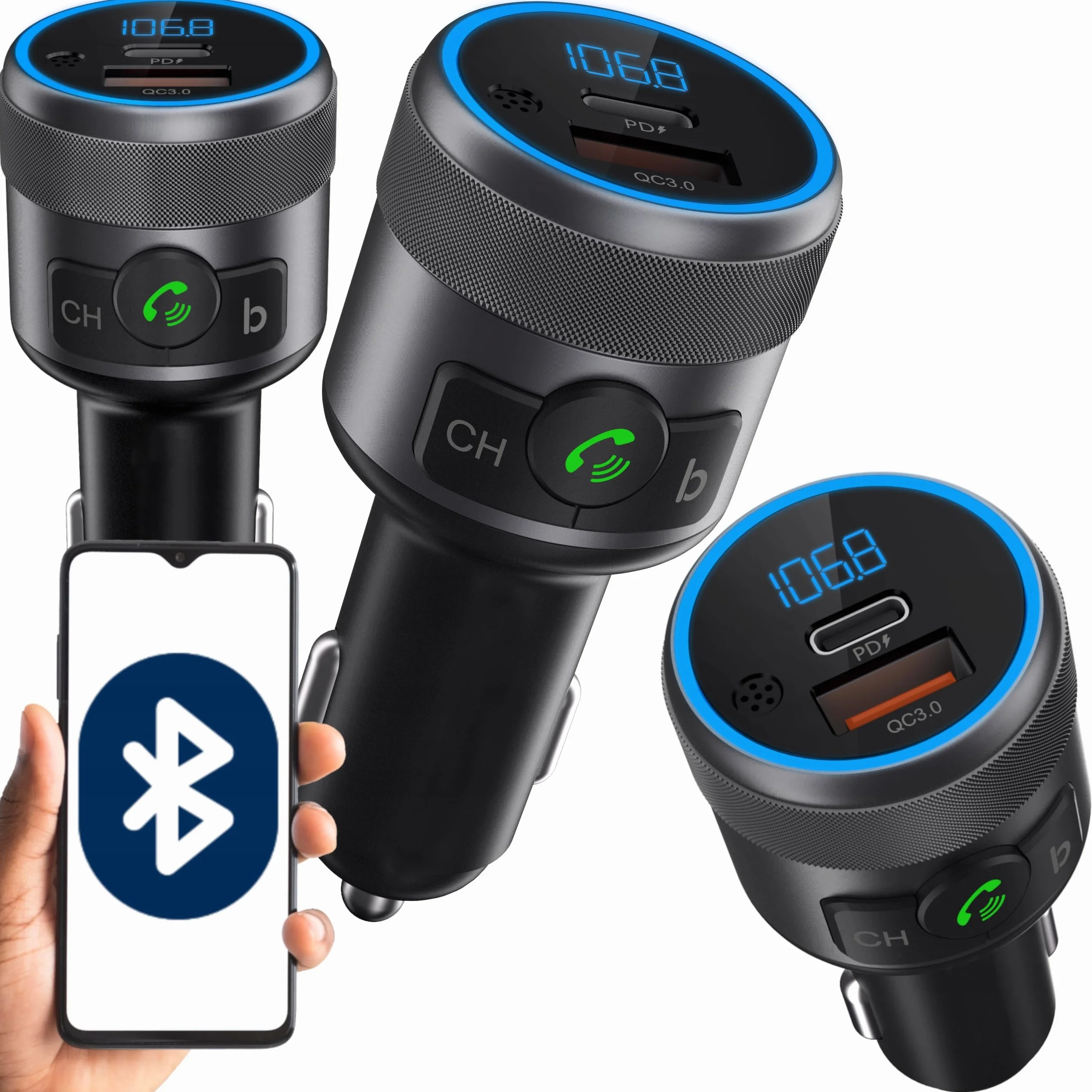 BLOW Transmiter FM bluetooth QC 3.0 + PD 3.0 BASS