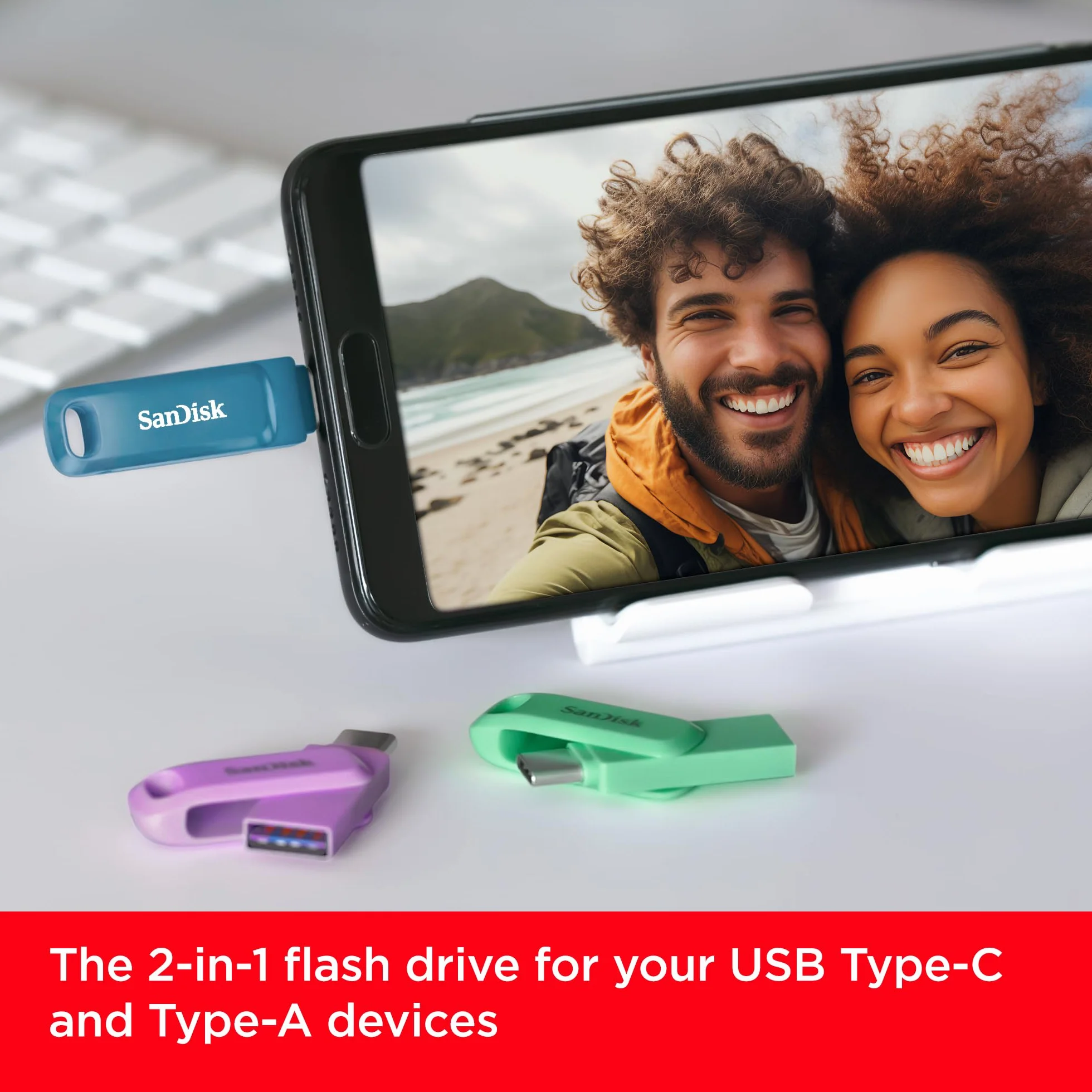 SanDisk 512 GB Ultra Dual Drive Go usb C Flash Drive, pamięć do smartfona z systemem Android, 400 MB/s, odwracalne złącza USB typu C i A