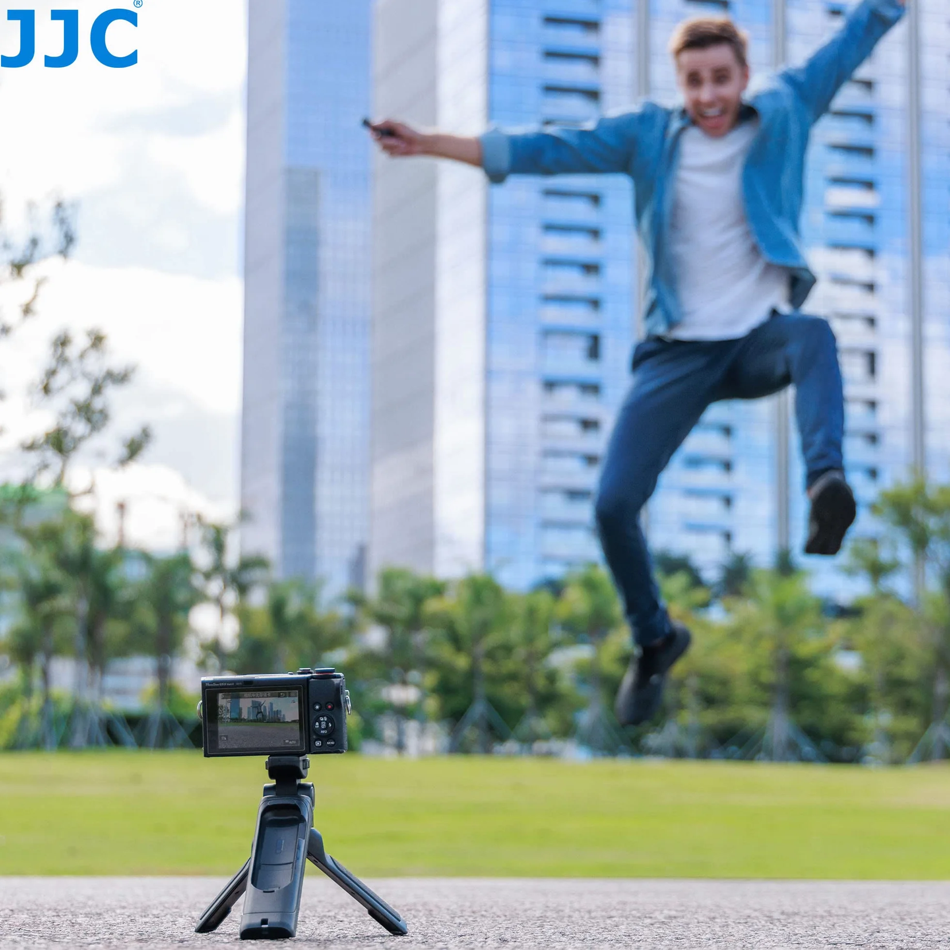 JJC HG-100TBR wymienny uchwyt do statywu strzeleckiego Bluetooth do Canon R50 R10 R8 R7 R6II R6 RP R M6II M50 M200 G5XII G7XIII SX70HS itp. Aparat, selfie, wideo, vlogowanie