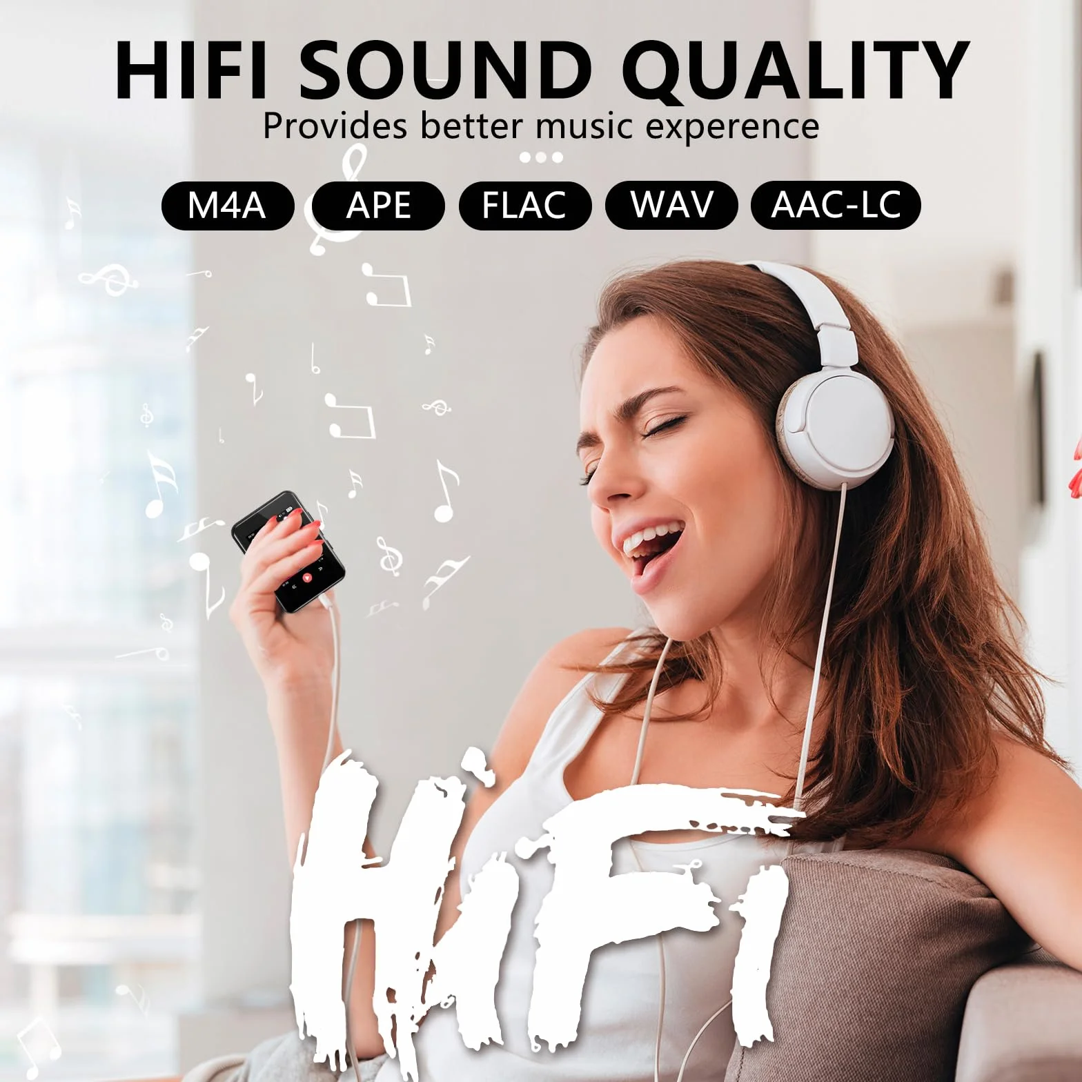 Odtwarzacz MP3 72 GB, odtwarzacz muzyki z Bluetooth 5.2, wbudowany głośnik HD, radio FM, nagrywanie głosu, funkcja e-booka, słuchawki, idealny do uprawiania sportu