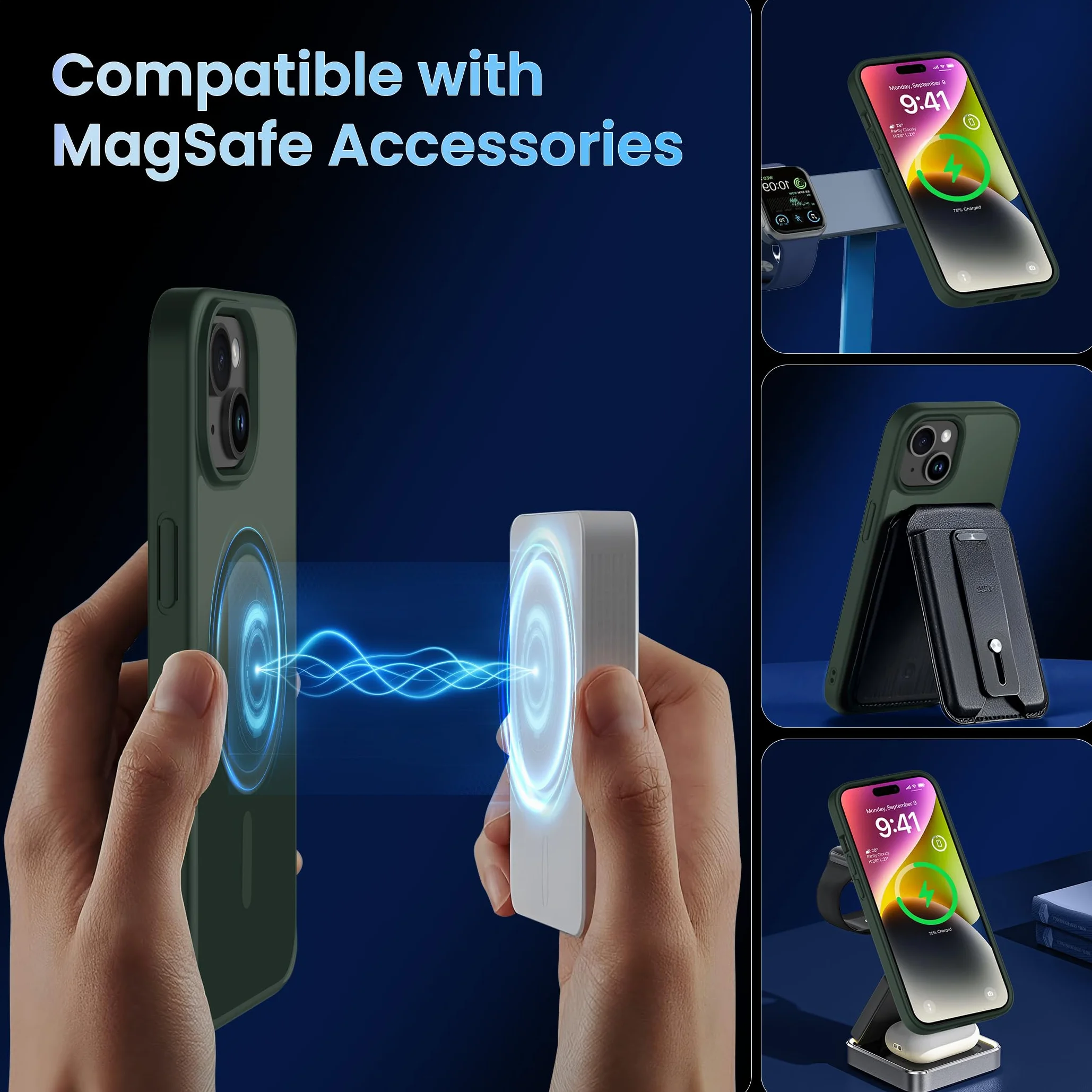 CACOE Magnetyczne etui iPhone 13/14 6,1, kompatybilne z MagSafe, magnetyczne etui na telefon samochodowy, odporne na odciski palców, cienkie, odporne na wstrząsy etui ochronne TPU
