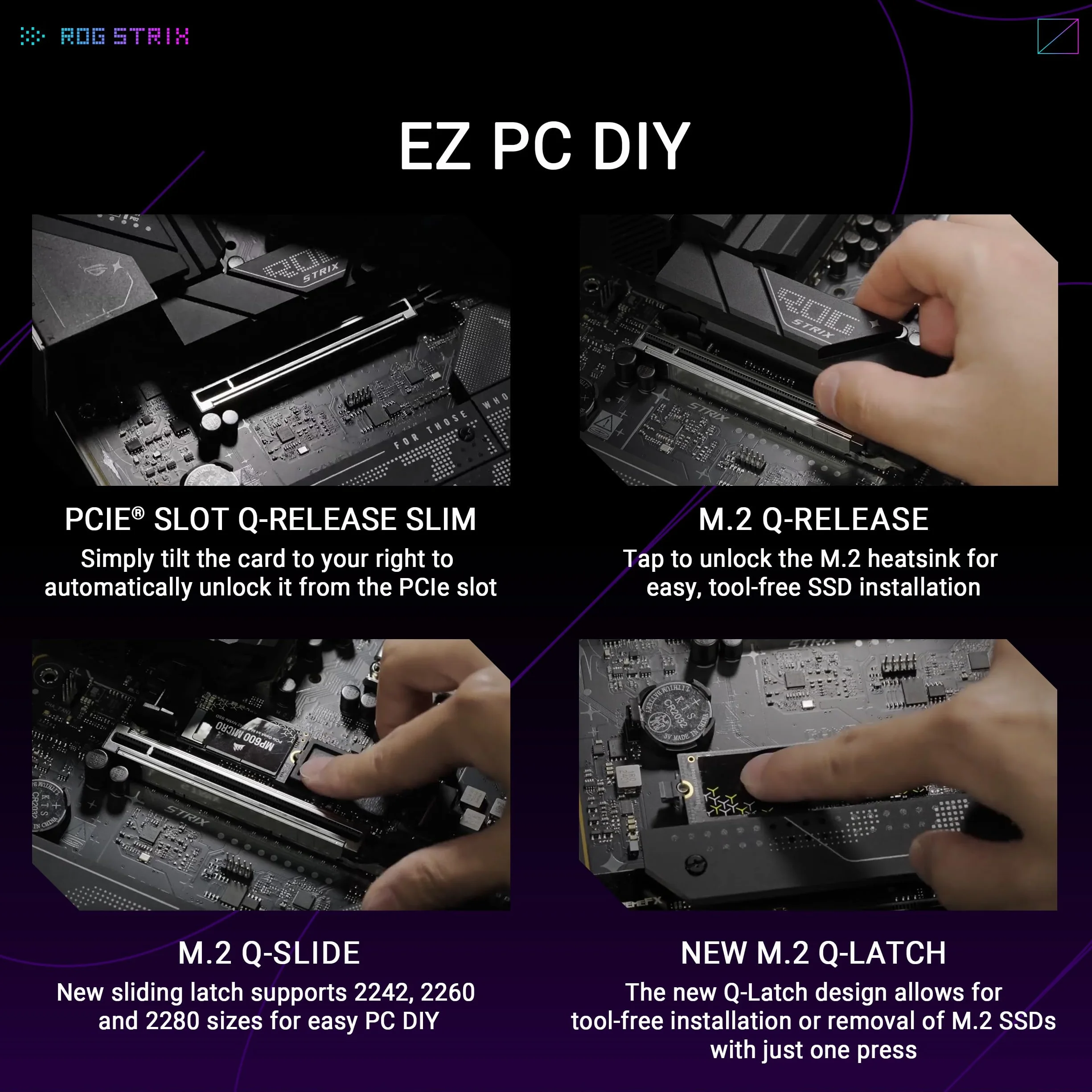 ASUS ROG Strix B860-F Gaming WiFi, Płyta główna ATX, gotowa do komputerów PC z zaawansowaną SI, 16+1+2+1 stopnie zasilania, gniazda DDR5, PCIe 5.0, cztery gniazda M.2, WiFi 7, oświetlenie Aura Sync