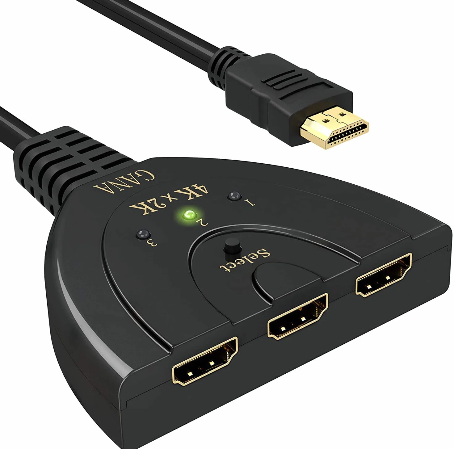 GANA Przełącznik Hdmi 4K Rozdzielacz 1 Do 3 Z Obsługą 4 K/1080P/3D Dla Xbox, Ps3, Ps4, Apple Tv, Roku/Fire Tv/Blu-Ray Dvd, Czarny