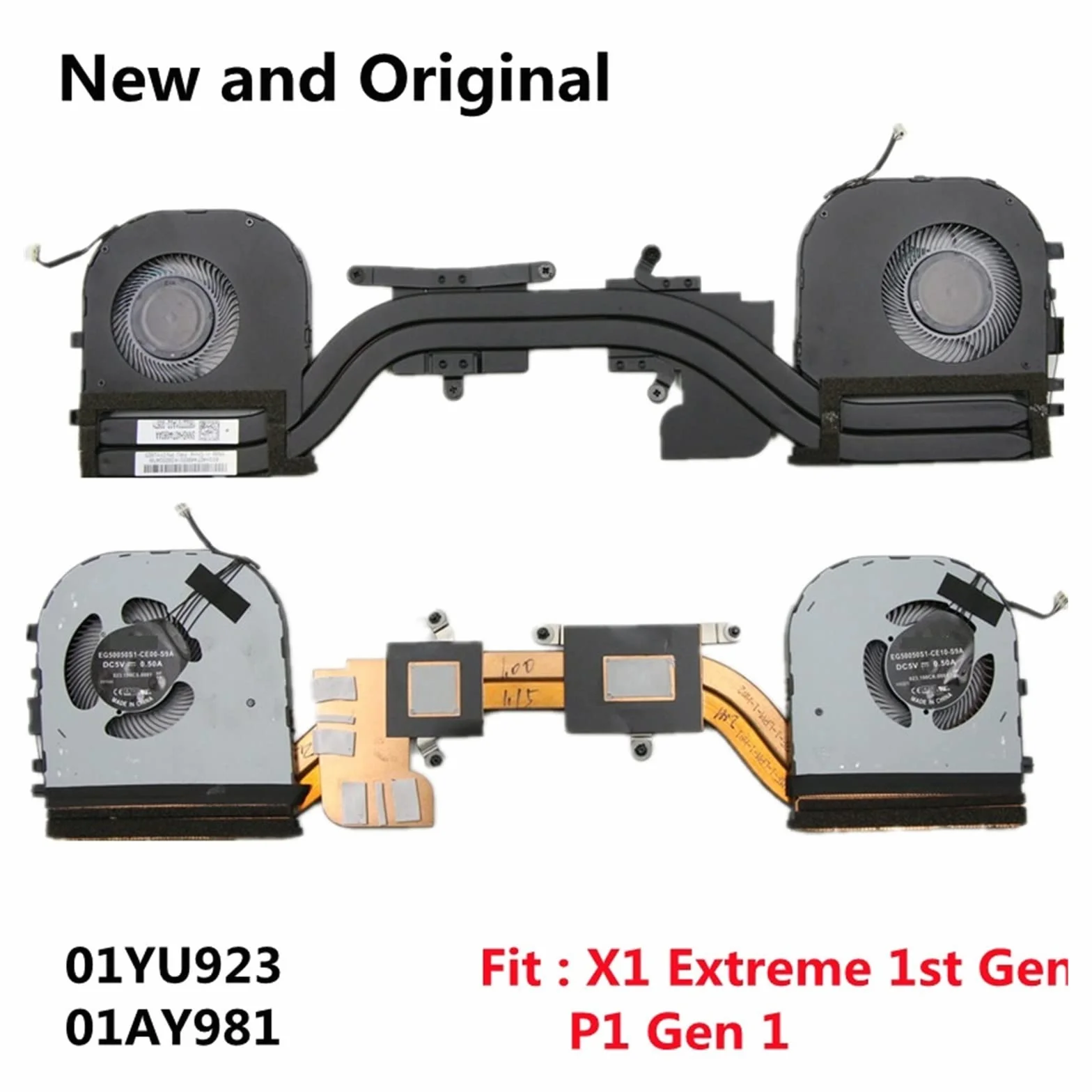 MAHIE Termiczny wentylator chłodnicy procesora Radiator kompatybilny z Lenovo ThinkPad X1 Extreme 1st P1 Gen 1 Laptop 01YU923 01AY981 Cheerfully (Color : X1 Extreme 1st Gen)