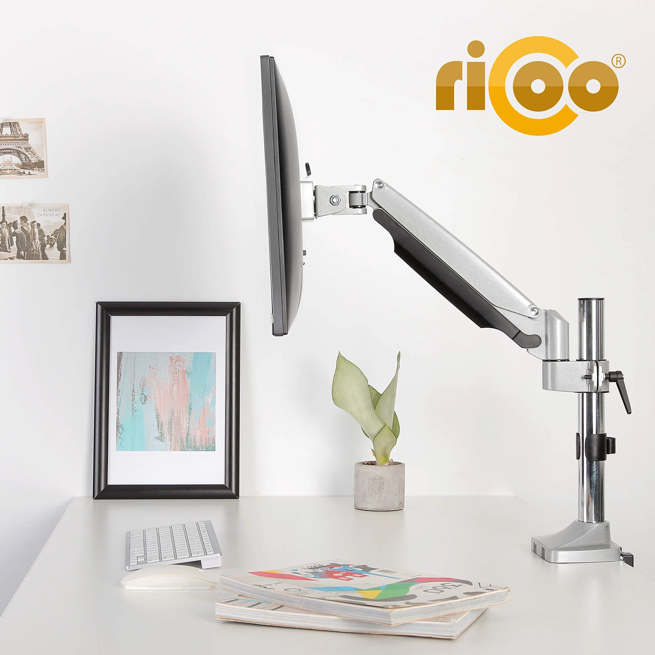 RICOO Uchwyt do monitora 1 monitor uchwyt stołowy TS1011 uchwyt do monitora 13-30 cali do montażu na stole VESA 75x75 100 x 100 uchwyt na ekran obrotowy uchwyt monitora z regulacją wysokości