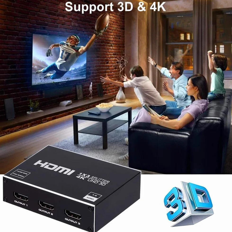 Rozdzielacz HDMI 1 w 3 wyjścia 4K HDCP 1.4 3D UHD 1080P