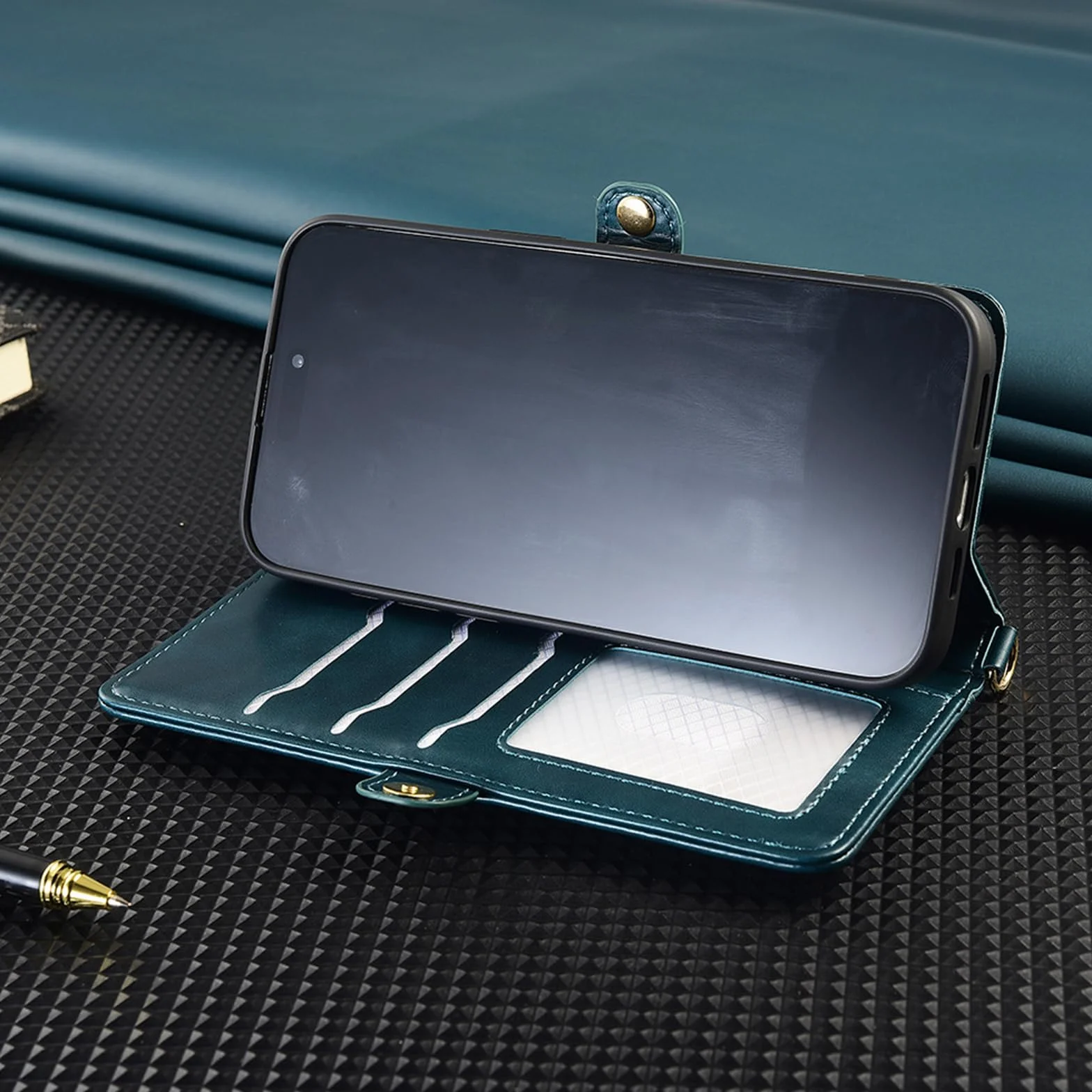 Czarne, S26 Ultra, Etui do Samsung Galaxy S26 Ultra/S26+/S26, Skórzane etui z klapką i składanym uchwytem Anti-Falling Cover