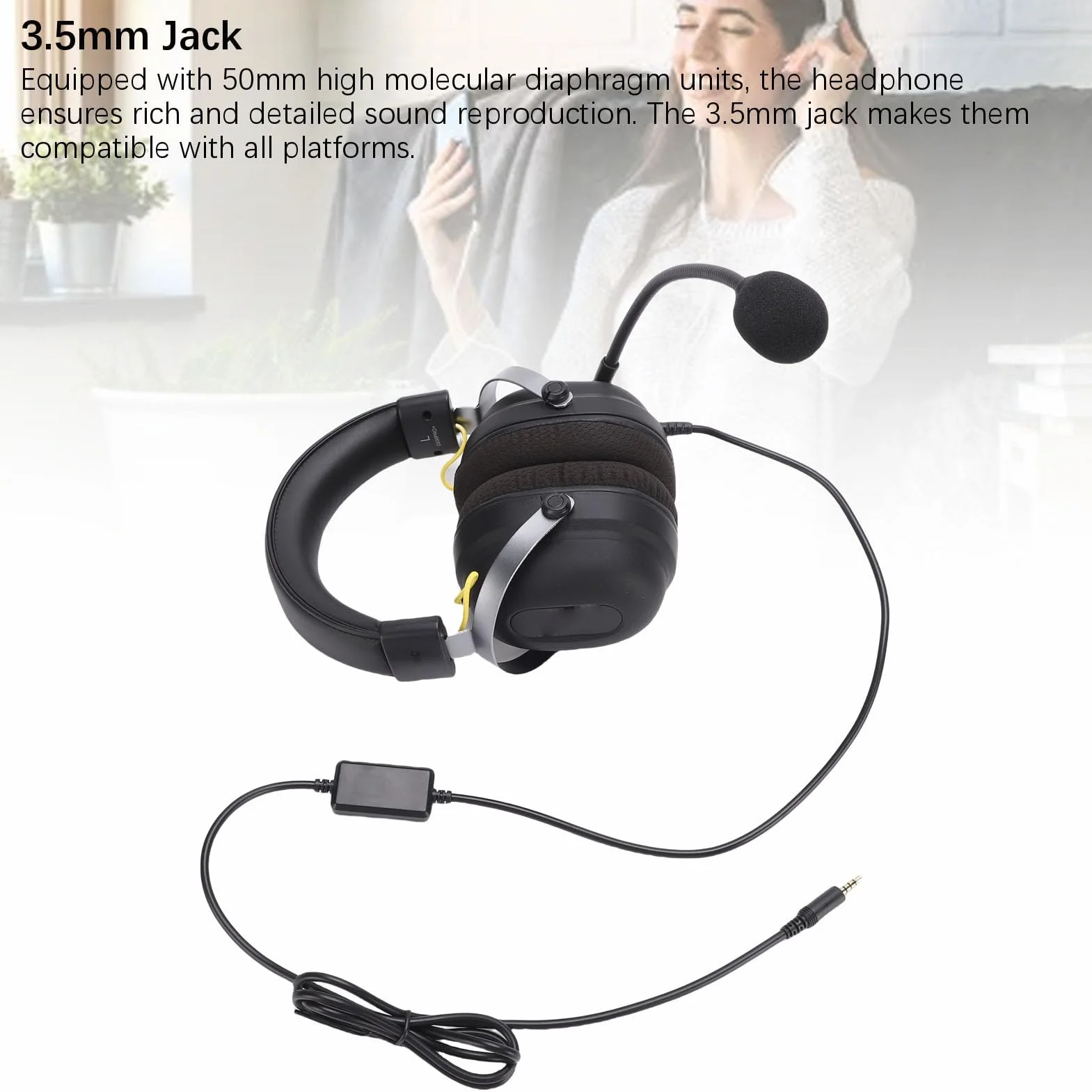 3,5 Mm Zestaw Słuchawkowy Gaming Superior Bass Soundphone do Gry Oglądającej Filmy Słuchające Muzyki Idealne dla Graczy i Filmowców