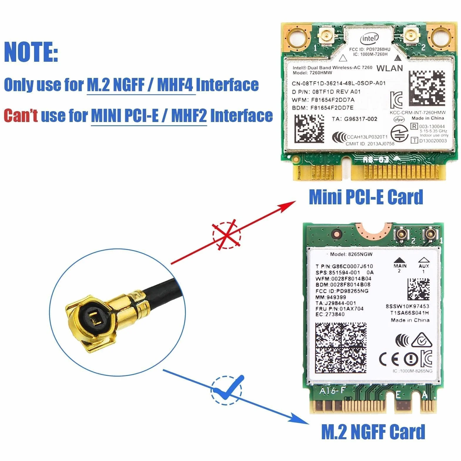 Bingfu Dwuzakresowa Wi-Fi 2,4 GHz 5,8 GHz 8dBi RP-SMA męska antena i 25 cm U.FL IPX IPEX MHF4 do RP-SMA żeńska przedłużacz 2-pak do M.2 NGFF Intel bezprzewodowa karta sieciowa Wi-Fi adapter laptopa