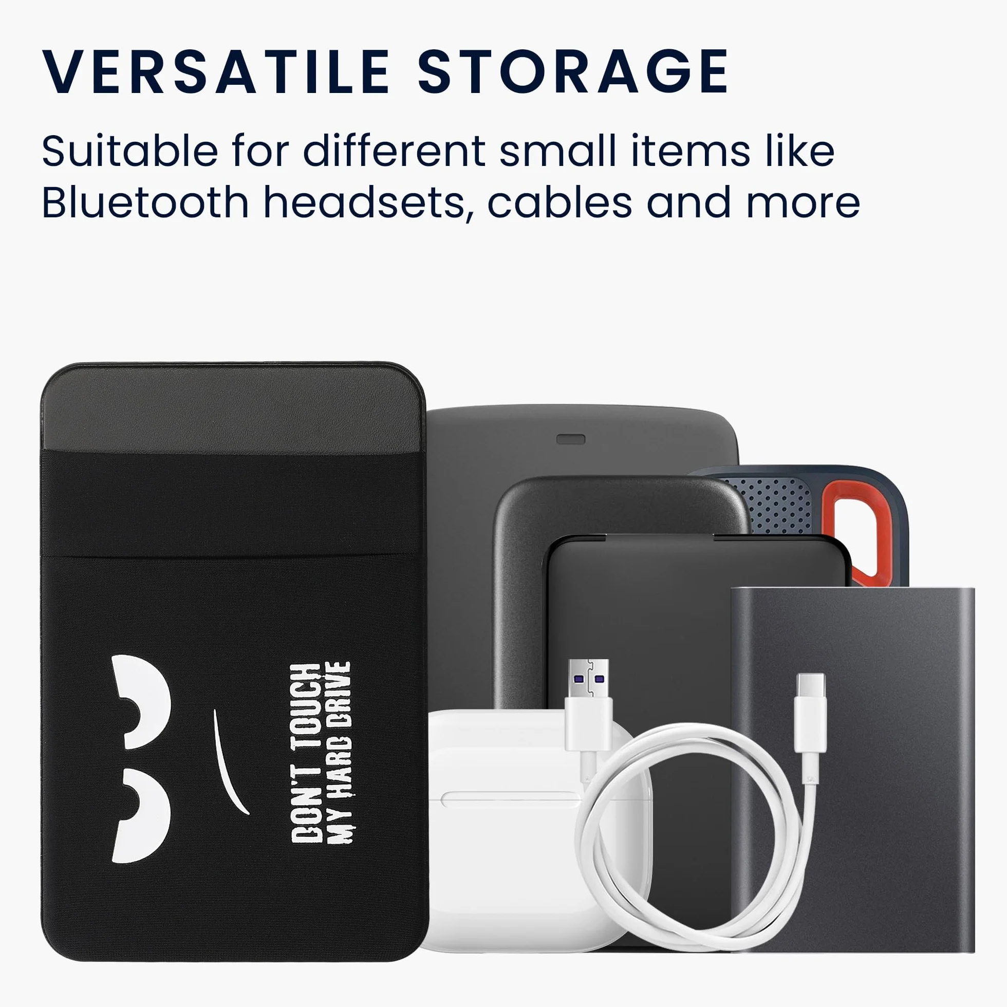 kwmobile Zewnętrzne etui na dysk twardy kompatybilny z SanDisk Portable SSD, Samsung T7, Crucial X8, HDD etui - 13 x 8,3 cm - uchwyt SSD z 2 przegródkami - Don't touch my Hard Drive