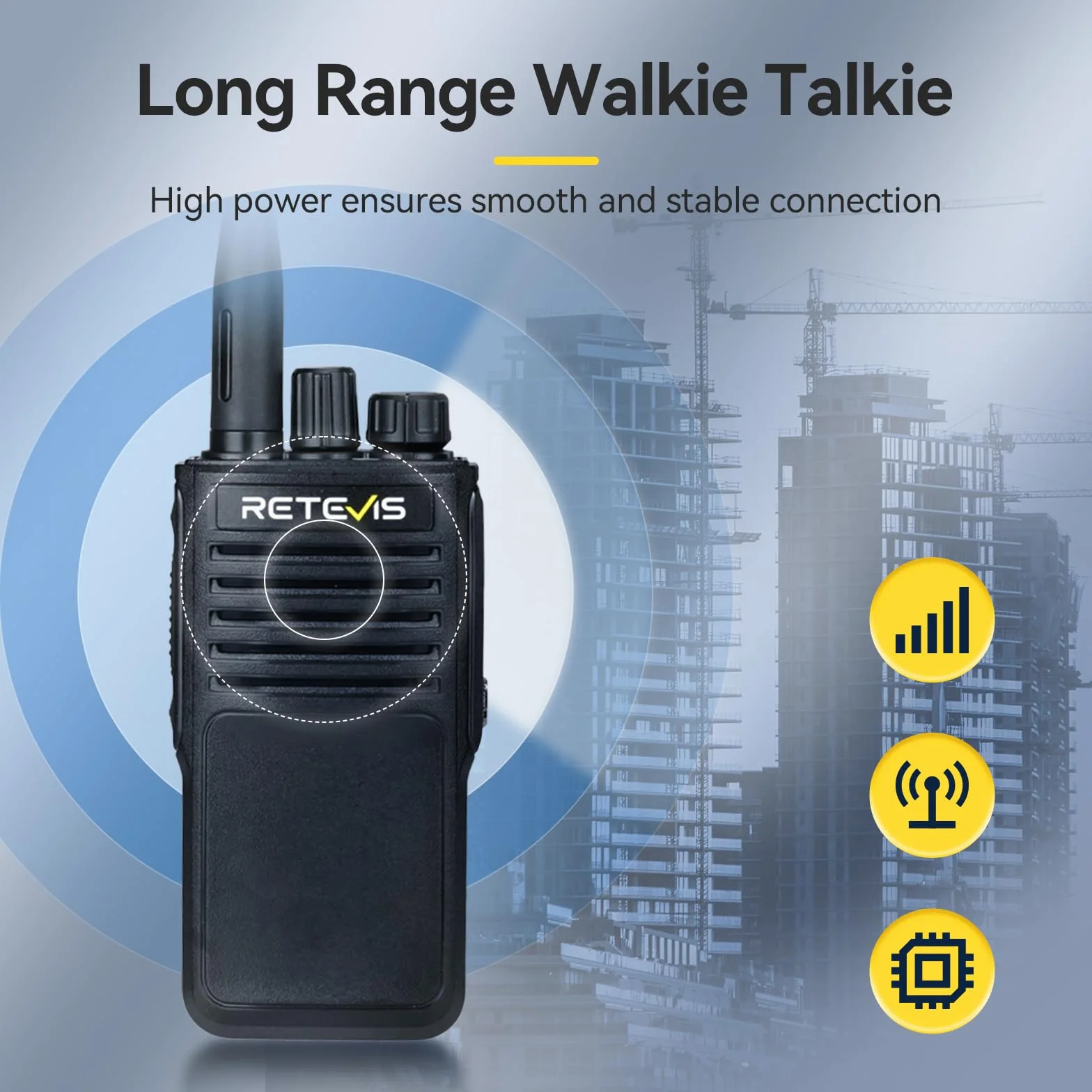 Retevis P62 Walkie Talkie, IP68 Wodoodporny Walkie Talkie Profesjonalne, Dualband Handheld Radio, 2500 mAh, Wytrzymałe Radio, Krótkofalówka Dalekiego Zasięgu do Bezpieczeństwo (Czarny, 2 Szt)