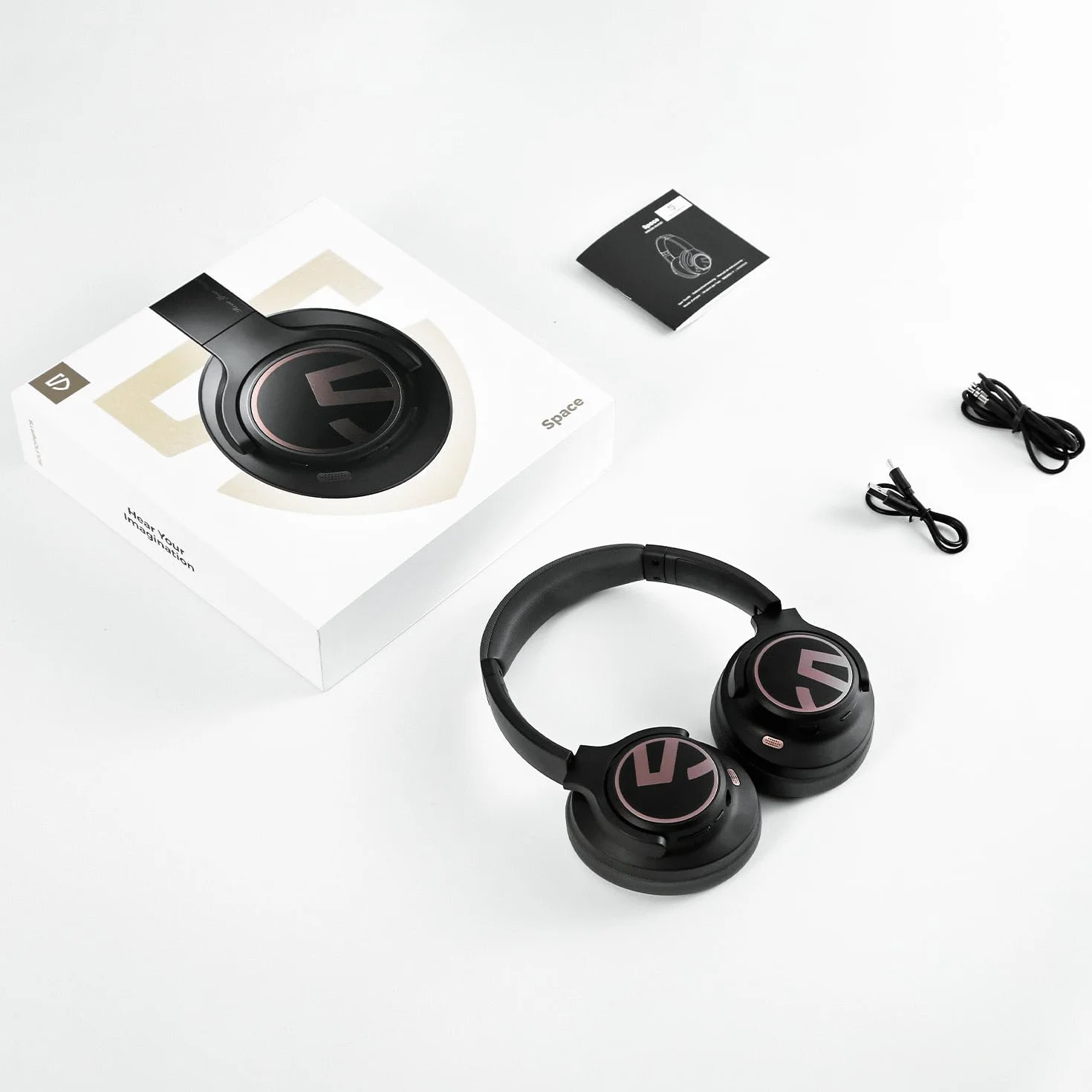SoundPEATS Space bezprzewodowe słuchawki Bluetooth5.3 Składany pałąk Aktywna redukcja szumów z hybrydowymi redukcją szumów ENC dynamiczny głośnik 40 mm wielopunktowy 123H