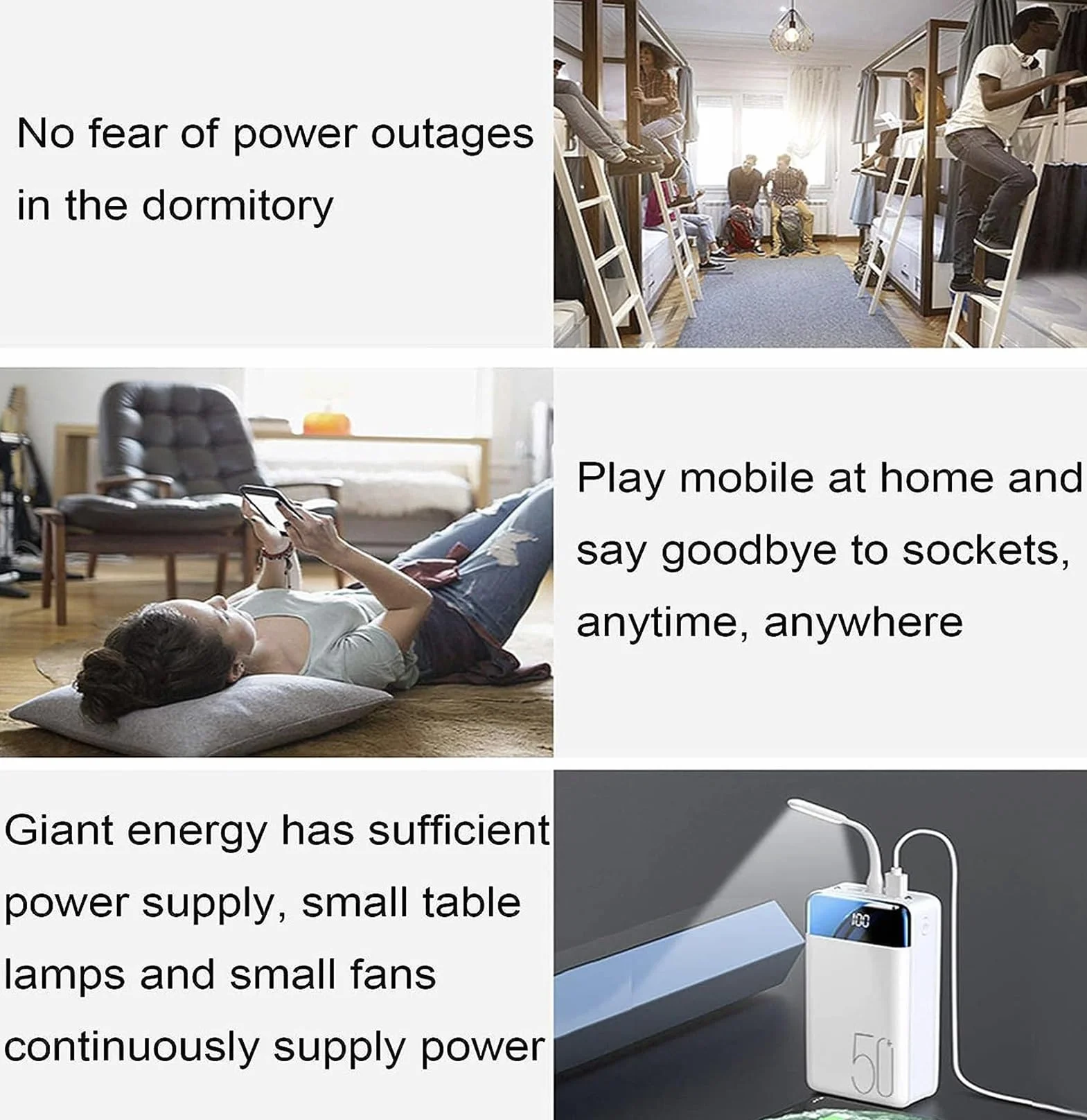Power Banks 50000mAh przenośna ładowarka prosta stylowa i kompaktowa konstrukcja szybkie ładowanie do inteligentnych telefonów, tabletów, aparatu (czarna)