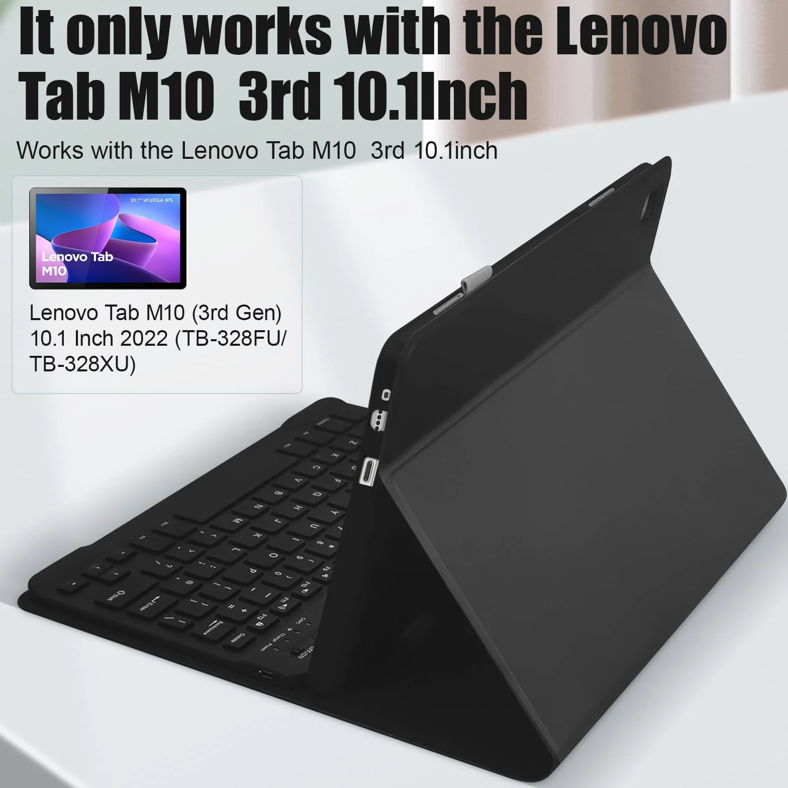 Lenovo Tab M10 3. generacji 10,1 cala 64 GB etui z odłączaną klawiaturą - smukłe inteligentne etui do tabletu M10 (2022) - układ brytyjski - czarne