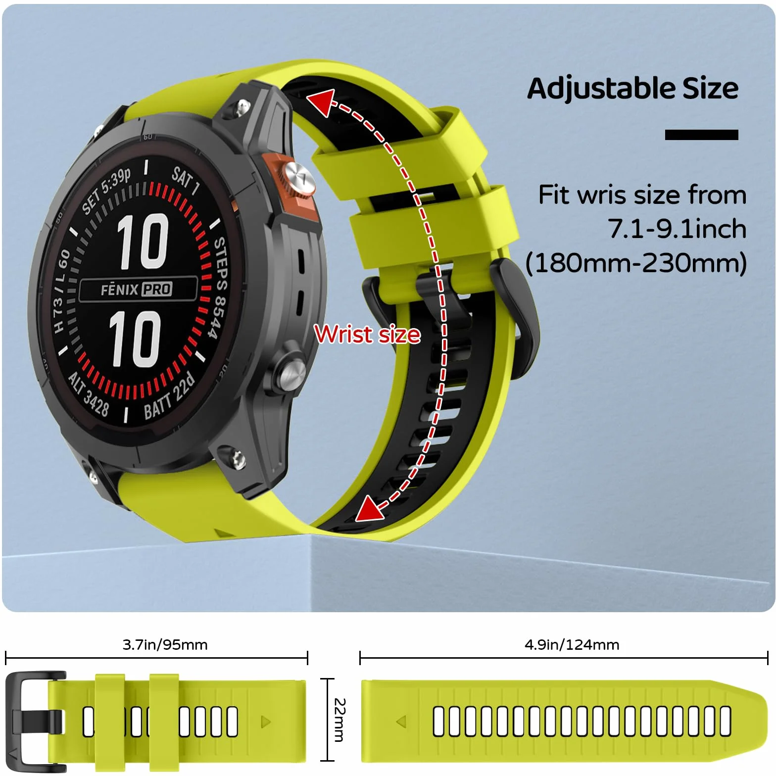 Pasek do zegarka Garmin Fenix 6 Pro/Fenix 6/Fenix 7/Fenix 7 Pro/Fenix 5/Epix Pro 47 mm, 22 mm silikonowe paski zamienne QuickFit