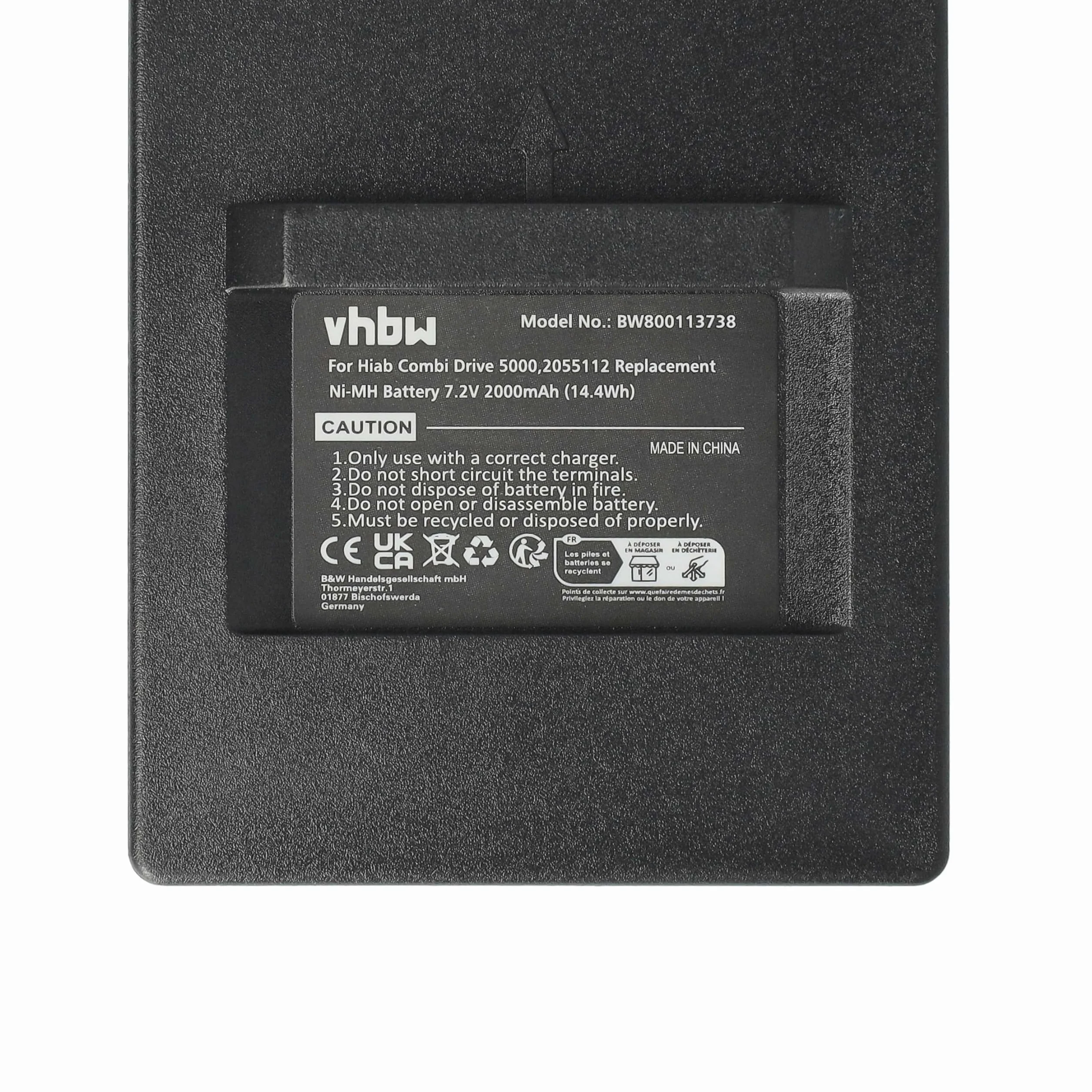 vhbw 5 x bateria kompatybilna z Olsberg DOH116A przemysłowy pilot zdalnego sterowania (2000mAh, 7,2V, NiMH) - czarny