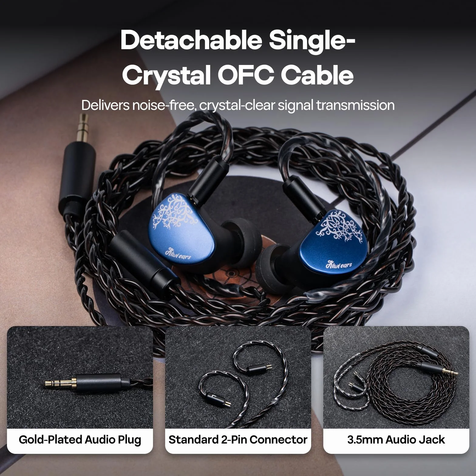 Linsoul Kiwi Ears Cadenza II 10 mm tytanowy przetwornik douszny, przewodowe słuchawki douszne HiFi z KARS 2.0, precyzyjna równowaga tonów, aluminiowa płytka czołowa CNC dla muzyków (Blue)