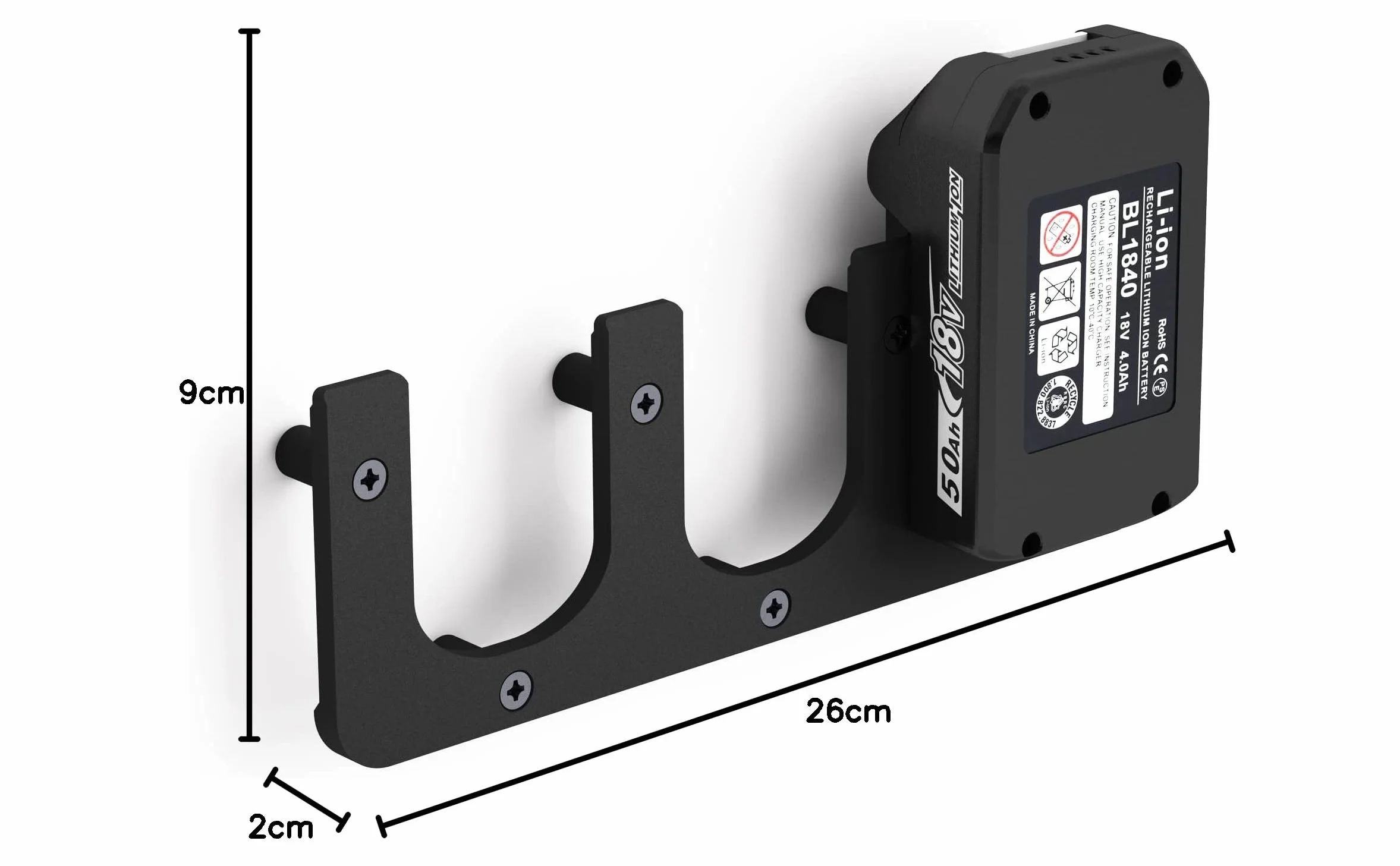 NewGround Designs Uchwyt ścienny na akumulator do Makita 18 V - 14,4 V - uchwyt na akumulator (3 baterie)