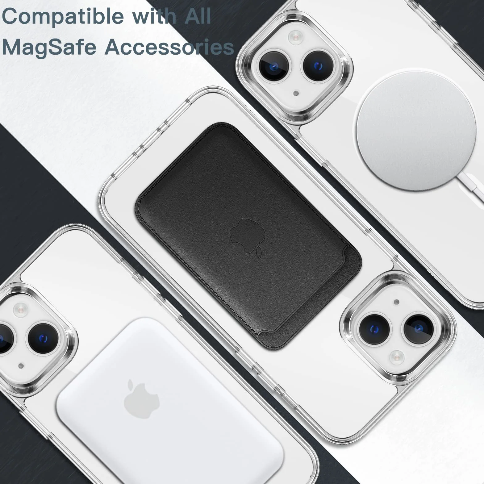 JETech Magnetyczna Etui dla iPhone 14 6,1 Cala Kompatybilny z MagSafe Bezprzewodowy Ładowanie, Odporny Wstrząsy Phone Bumper Case, Przezroczysty Tył, Odporny na Zarysowania (Przezroczyste)