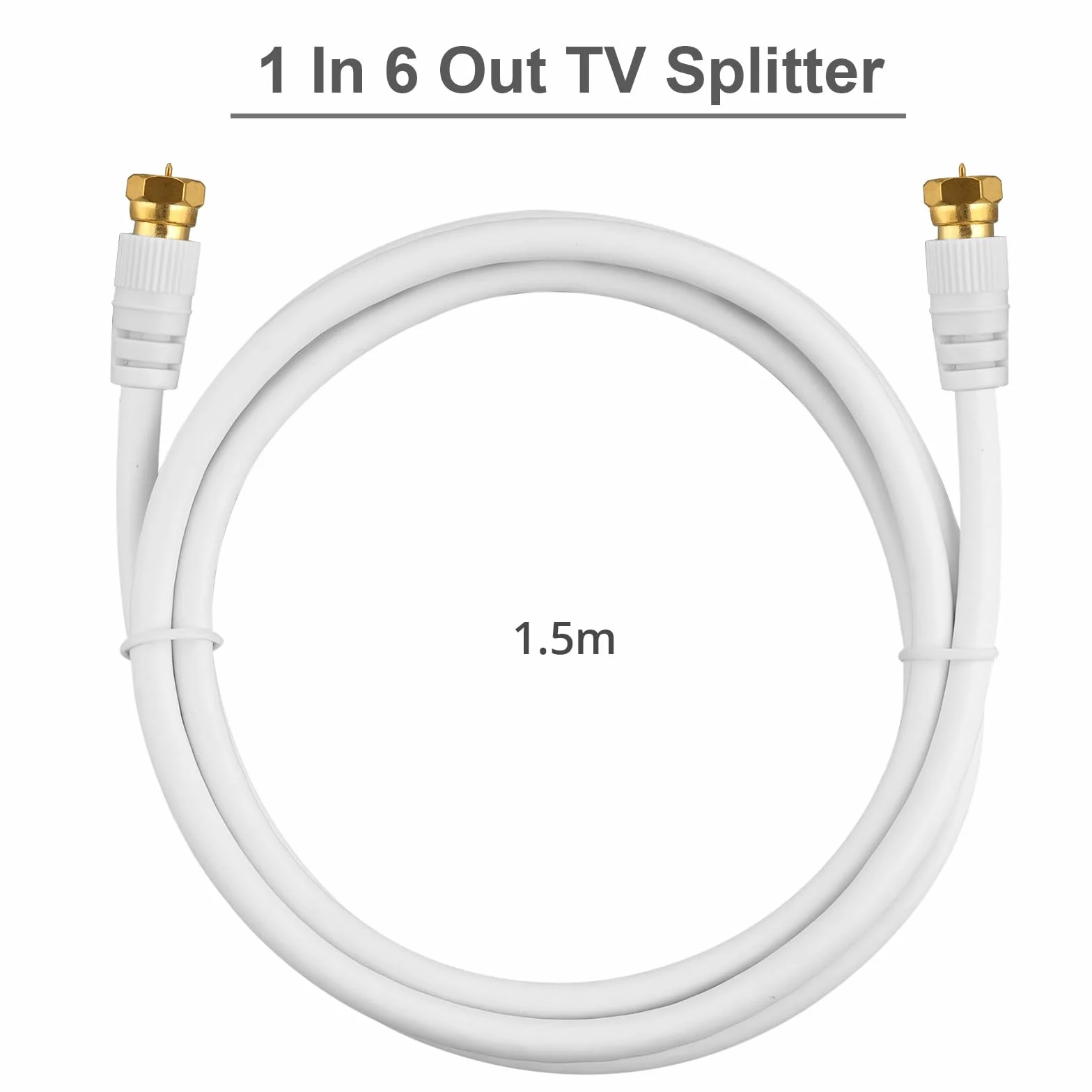 Justech 6-drożny rozdzielacz satelitarny koncentryczny 5-2500 MHz 1,5 m kabel F wtyczki