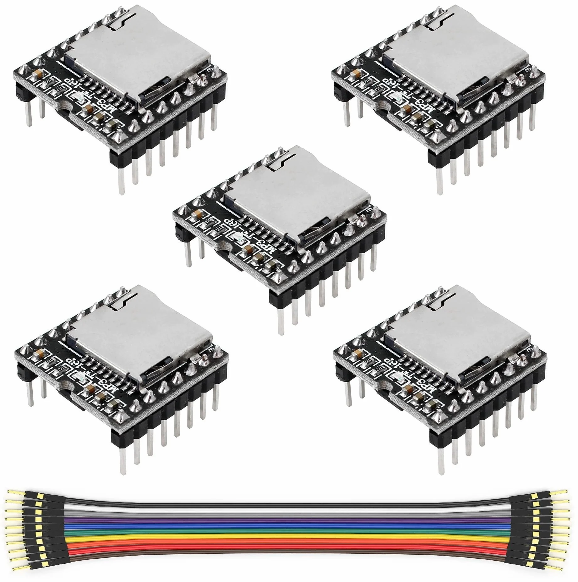 WWZMDiB Moduł mini odtwarzacza MP3 DFPlayer obsługuje kartę TF i pamięć dysku U MP3 WAV WMA dekodowanie kompatybilne z Arduino Raspberry Pi ESP32 STM