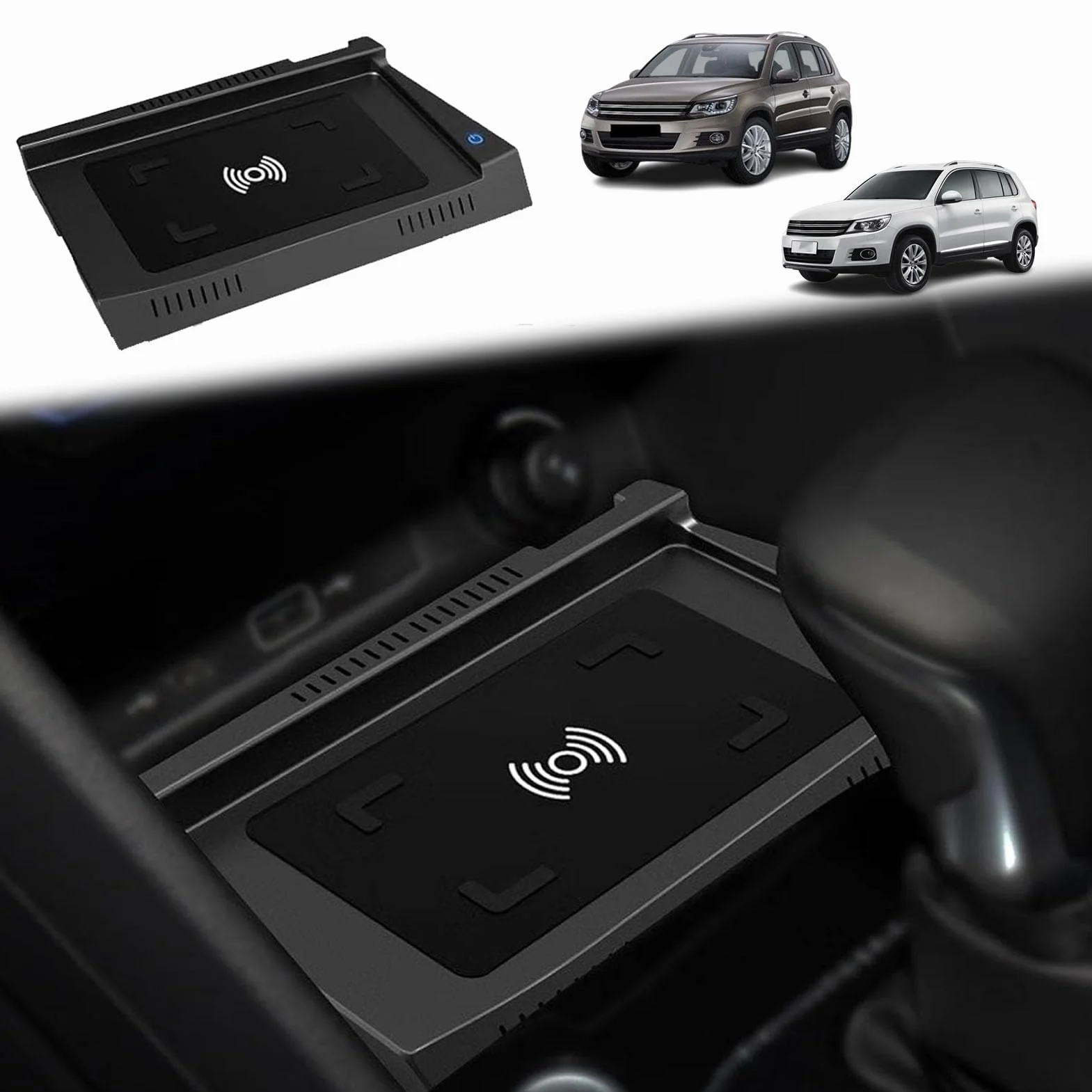 Bezprzewodowa ładowarka Samochodowa do VW Tiguan 2018-2023,15W Qi Szybkie ładowanie Telefonu Pad ładowarka do Konsoli środkowej Akcesoria Do Każdego Telefonu Kompatybilnego Z Qi