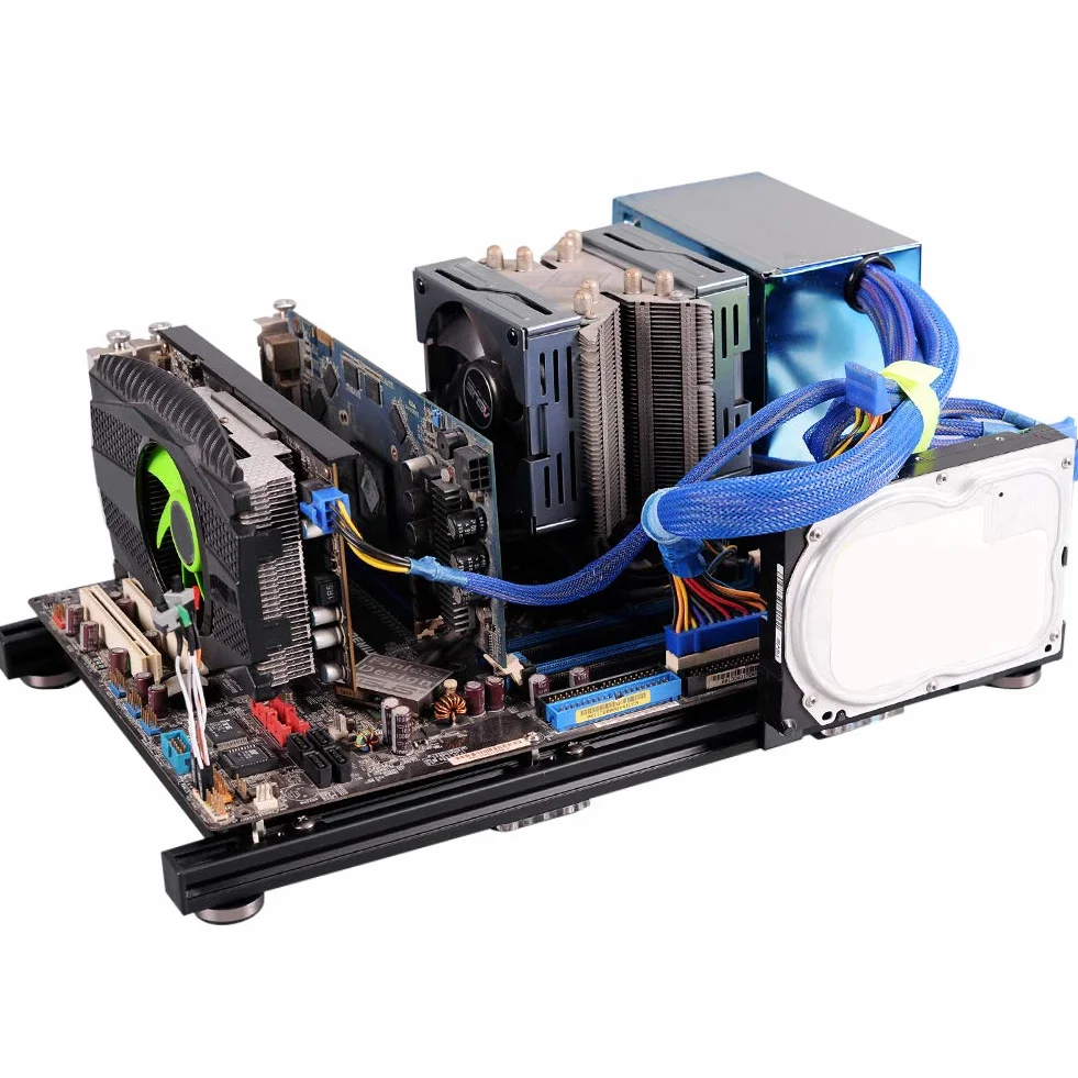 DIY offener Rahmen PC Fall, Aluminiumlegierung ATX-Computer-Übertaktungs-Test-Plattform-Fall, nehmen ausgezeichnete materielle Unterstützungen 20x20 für gewöhnliches großes Netzteil ATX an, kann den S