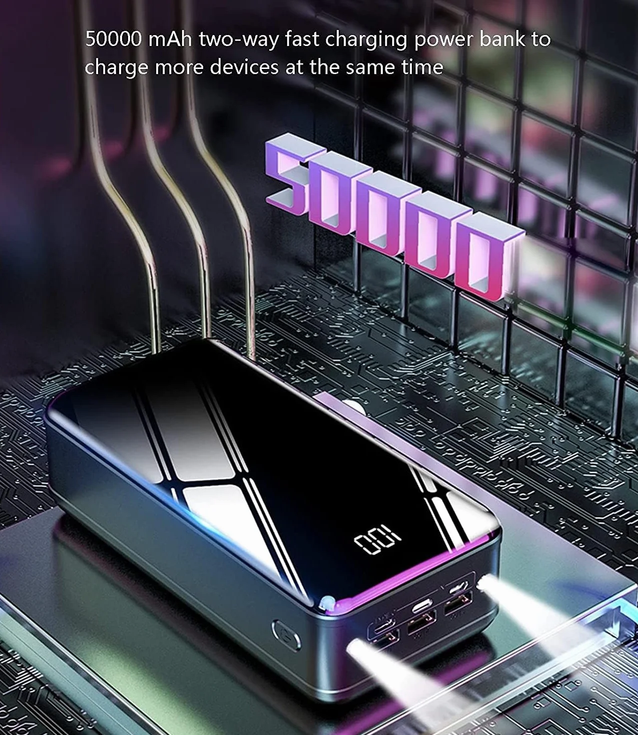 Wodoodporna 5000 Mah Ogromna Pojemność Zewnętrzna Bateria Przenośna Ładowarka 3 Wyjście 3 Wejście Szybkie Ładowanie dla smartfonów, tabletów, konsol do gier (kolor : Czerwony)