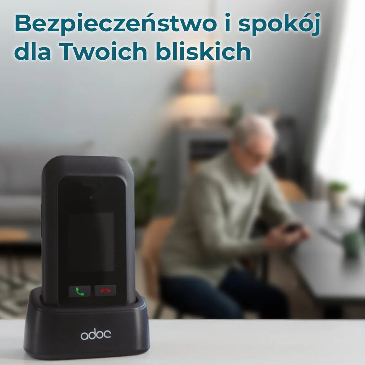 ADOC SC01, Telefon komórkowy przeznaczony dla osób starszych, duże klawisze, Przycisk SOS, Bluethooth, Wi-Fi, RAM 48MB, ROM 128MB, MicroSIM, MicroSD, Bateria 1.000 mAh, CE RoHS GCF, czarny.