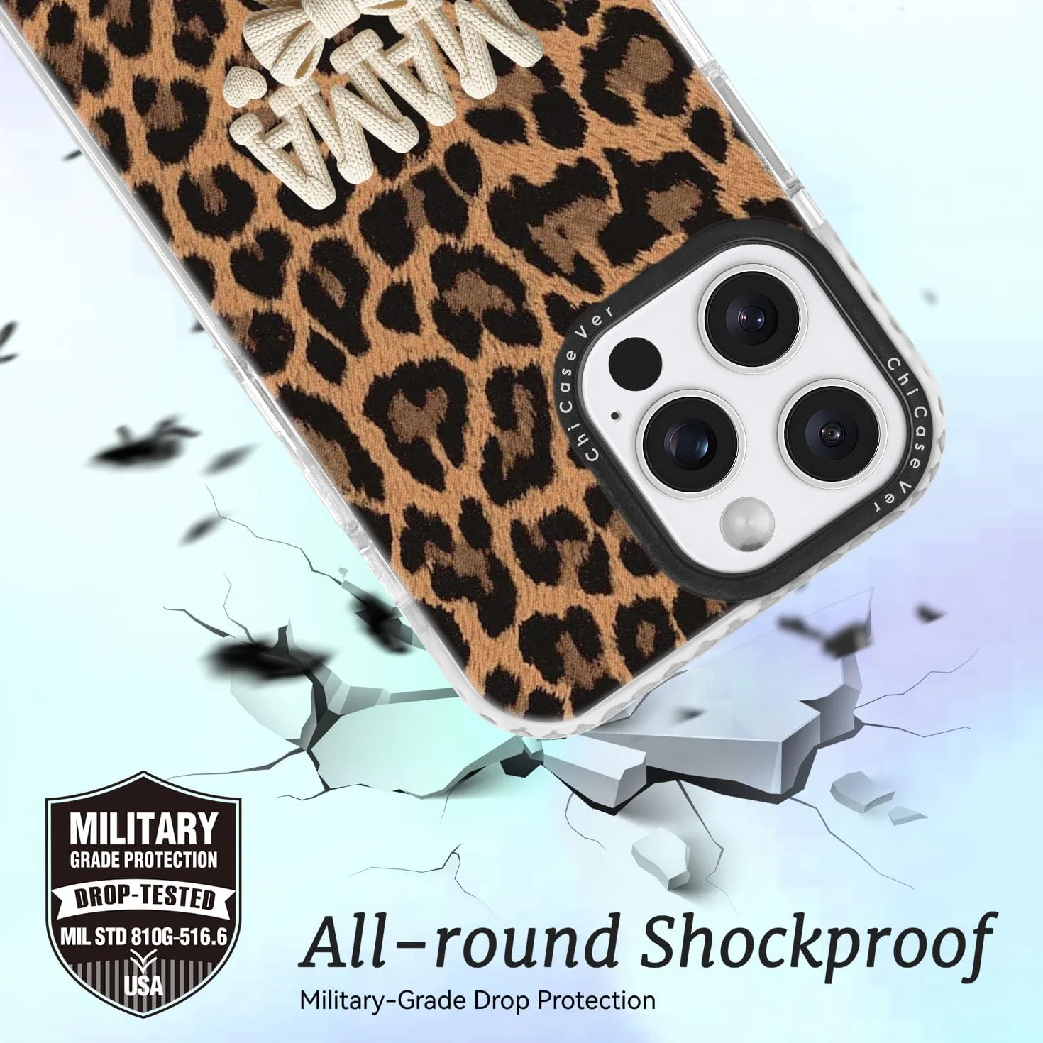 Etui na iPhone'a 17 Pro, wzór w panterkę, z białą kokardką, ochrona przed upadkiem klasy wojskowej, modne, miękkie, cienkie, z tworzywa TPU, ze sterowaniem kamerą, dla kobiet, dziewcząt, na