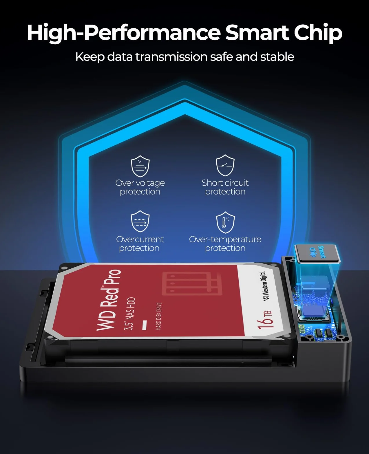 ORICO Zewnętrzna obudowa dysku twardego 3,5 cala SATA III do USB 3.1 typ C do instalacji HDD Obsługa dysków UASP i 16 TB - czarna