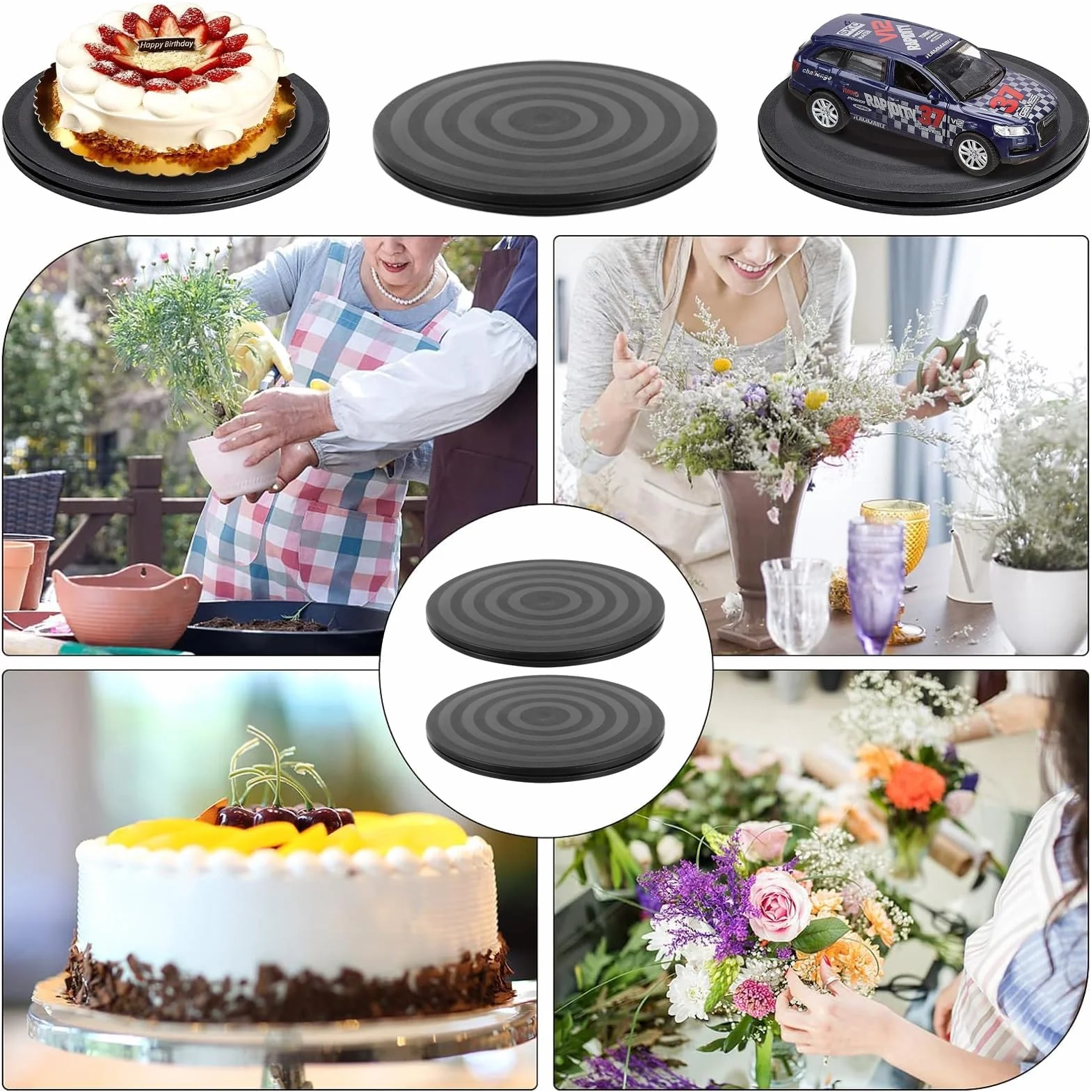 2 szt. Obrotowy stojak o 360° z łożyskami kulkowymi, obrotowa podstawa do telewizora, 20 cm, talerz obrotowy, rośliny doniczkowe, głośniki, laptopy, monitory, przedmioty rzemieślnicze