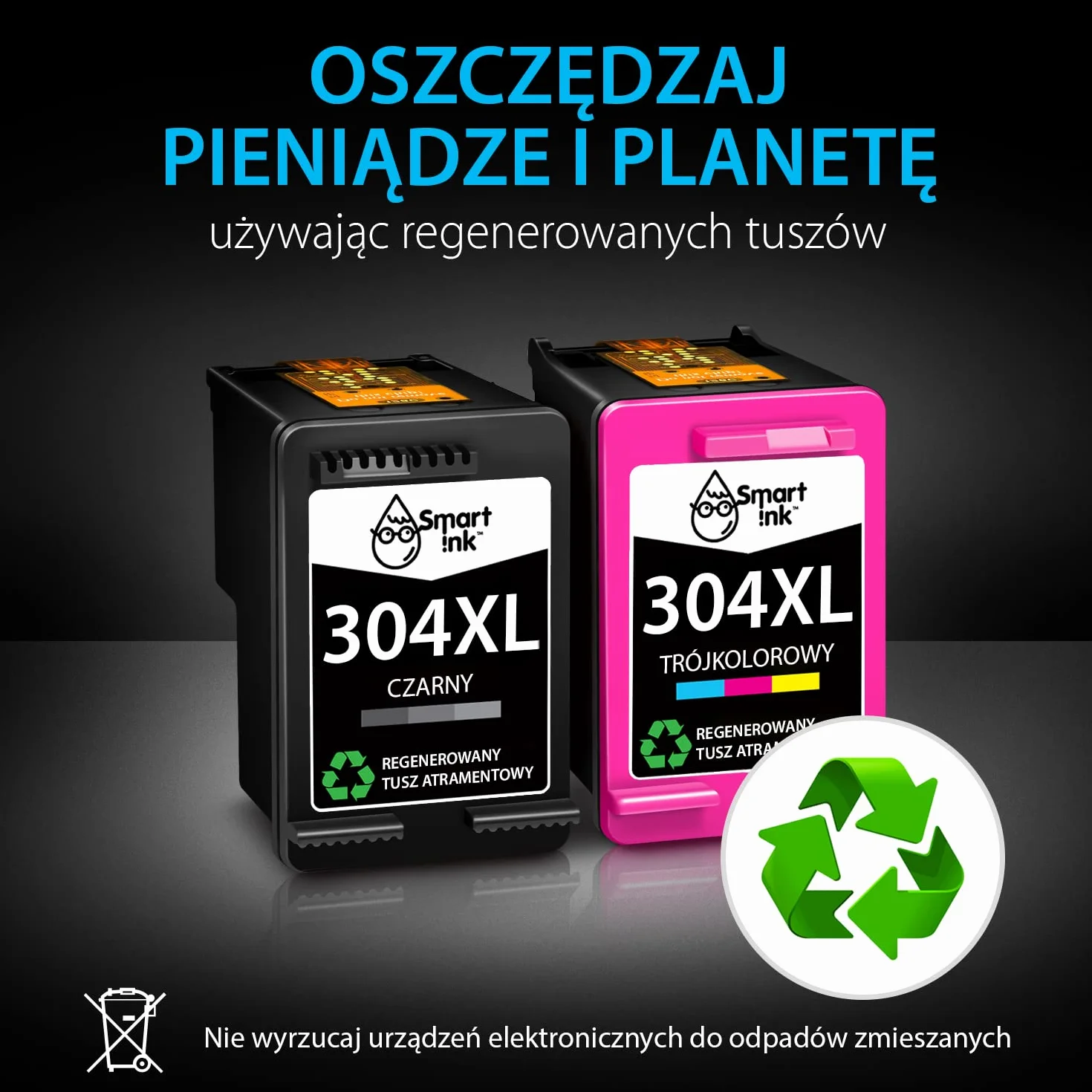 Smart Ink Regenerowane Tusz Zamiennik HP 304XL 304 XL (Czarny i kolor Łączony pakiet 2 sztuki) do użytku z DeskJet 2620 2630 2635 3700 3720 3730 Envy 5010 5010 5020 5052 5055