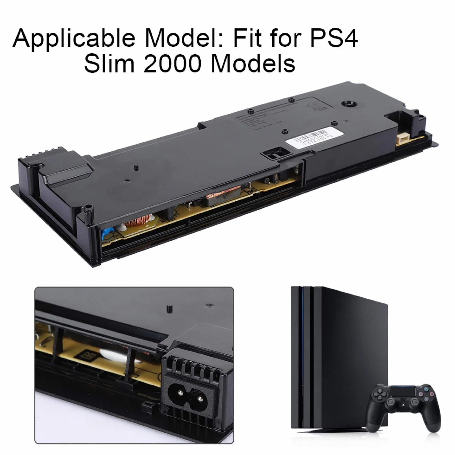 Akumulator do konsoli do gier, zoptymalizowany zasilacz ABS, zasilacz sieciowy ADP160CR, zamiennik do modeli PS4 Slim 2000, czarny (ADP-160CR)