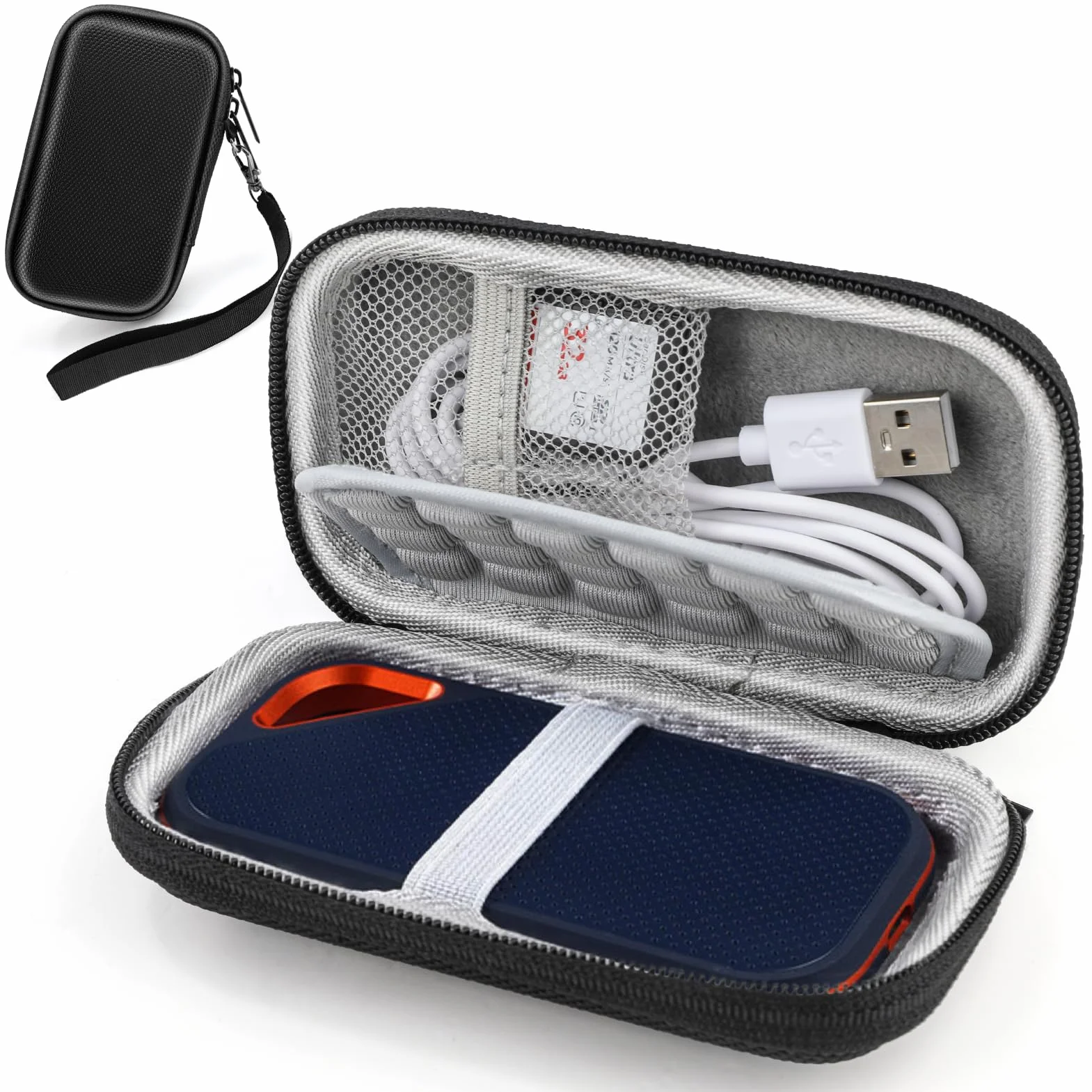 GlasFlength Etui do SanDisk Extreme PRO, kieszeń na dysk twardy do SanDisk 1TB 2TB twarde etui ochronne z paskiem na rękę SSD Case do SD SSDE81/SD SSDE80/SD SSDE30 (czarny)