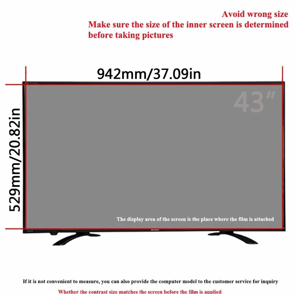 Matowa Folia Antyodblaskowa Do Telewizora 43 Cale, Z Filtrem Światła Niebieskiego do LCD, LED, OLED, QLED, 4K, HDTV - 43" 942x529mm