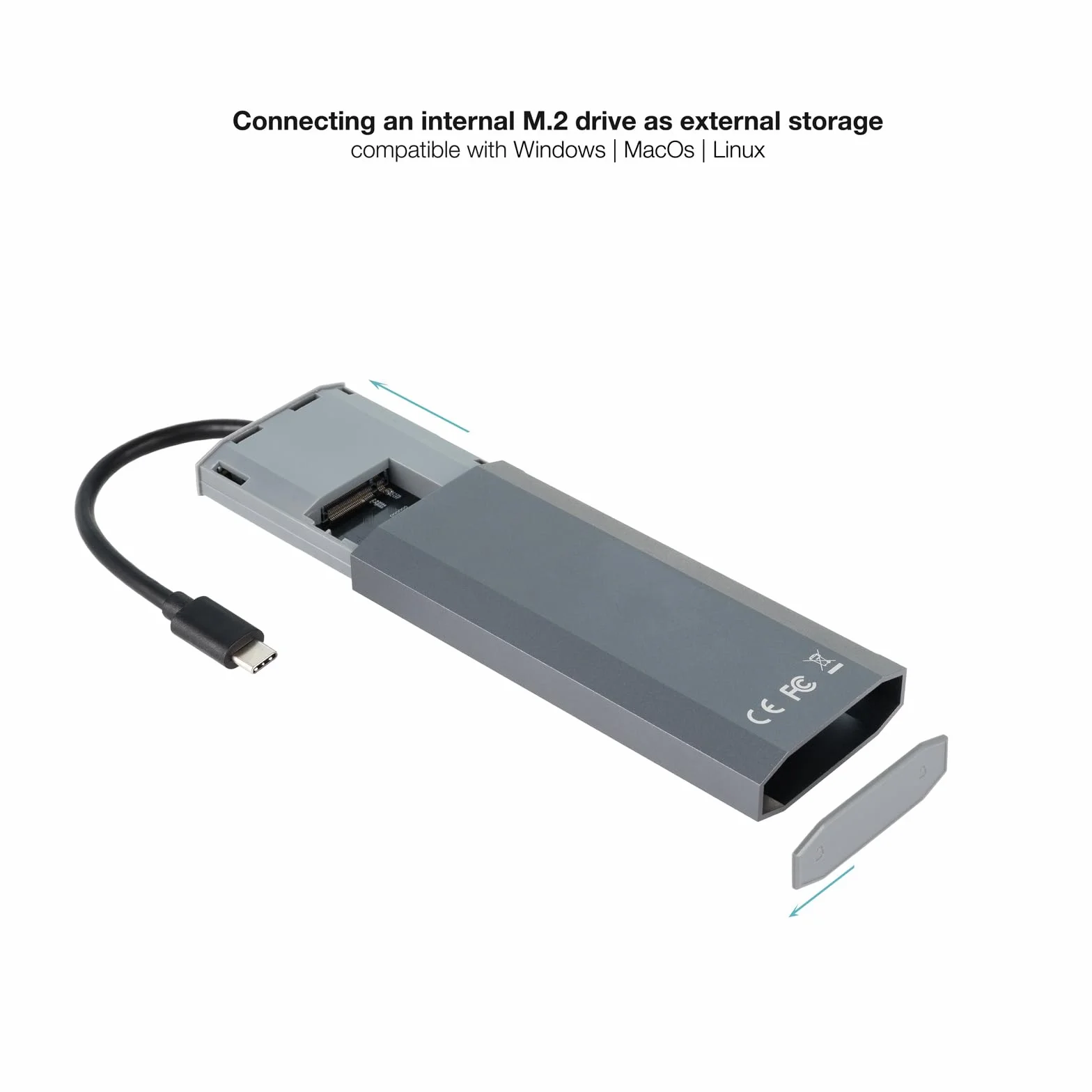 TOOQ TQE-2241G obudowa zewnętrzna do dysków SSD M.2 NGFF/NVMe + USB 3.2 Gen2 HUB z 1 x USB-C/PD + 2 x USB-A + USB-C + HDMI, szary