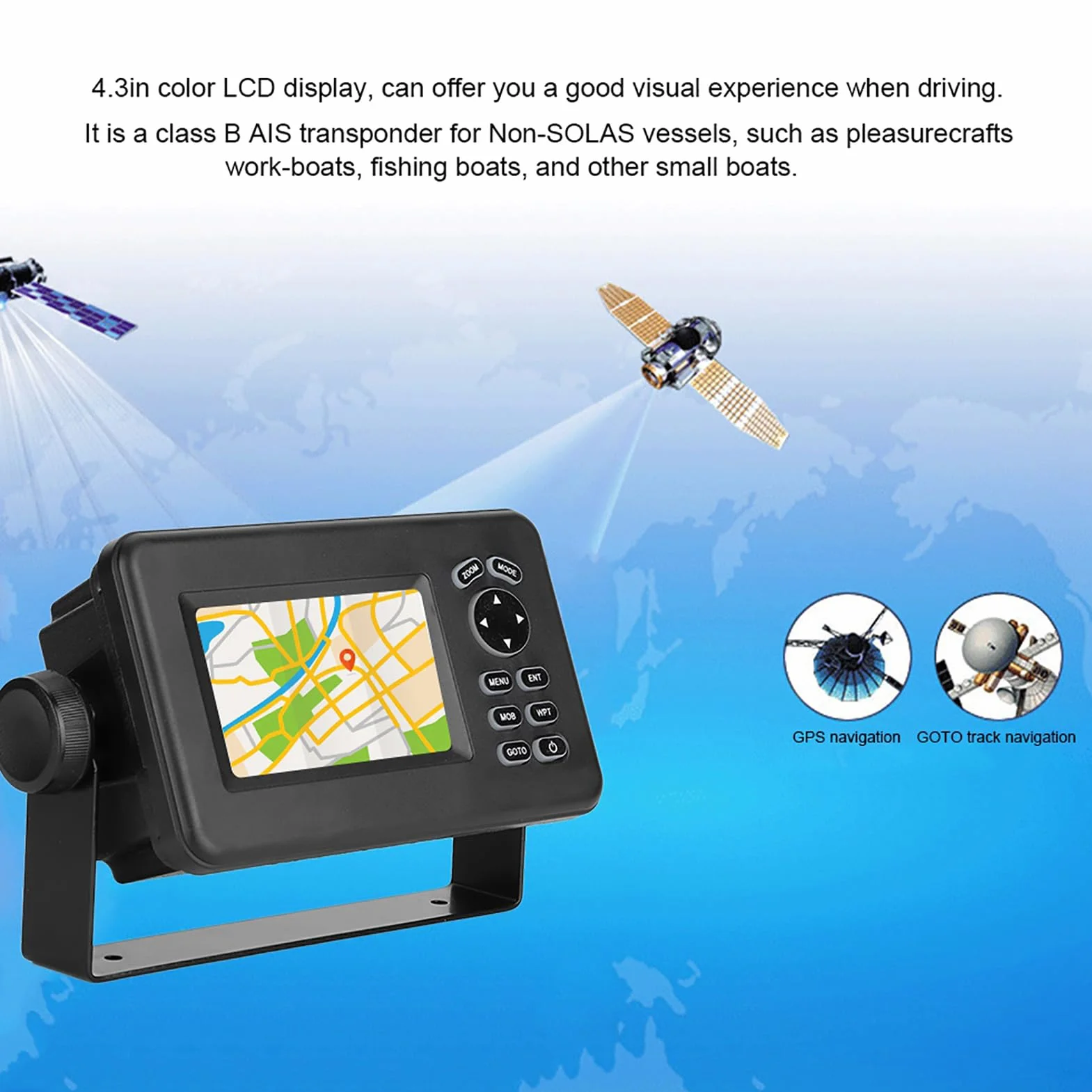 Kolorowy wyświetlacz LCD Morska nawigacja GPS o przekątnej 4,3 cala Lokalizator alarmów klasy B Transponder AIS System Combo Nawigacja GPS łodzi Pozycjoner Lokalizator