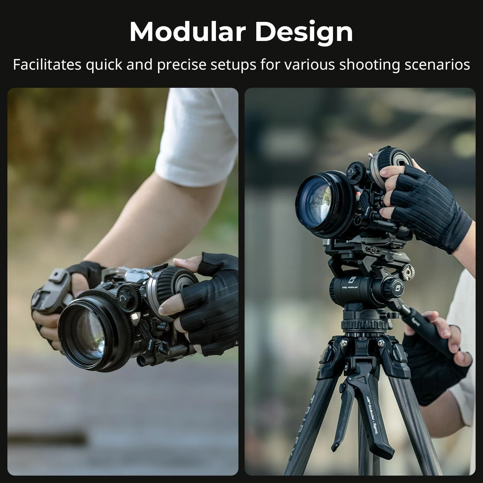 SMALLRIG Follow Focus F50 z bezstopniową regulacją dźwigni tłumienia dynamicznego i ogranicznikami A/B, w tym 15 mm pręt i zacisk pręta, do lustrzanek cyfrowych- 4745